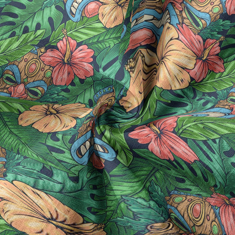 Tribal Tiki Hawaiian Shirt, Tiki Hibuscus Flowers Aloha Hawaii Shirt