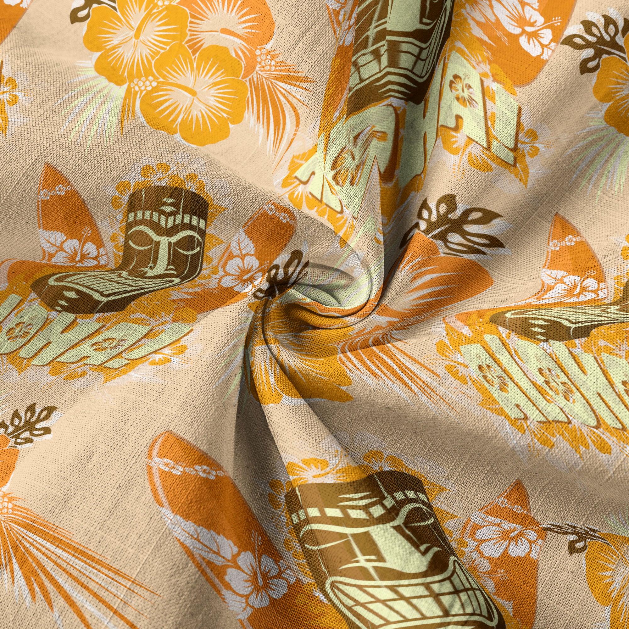 Tribal Tiki Hawaiian Shirt, Tiki Hibuscus Flowers Aloha Hawaii Shirt