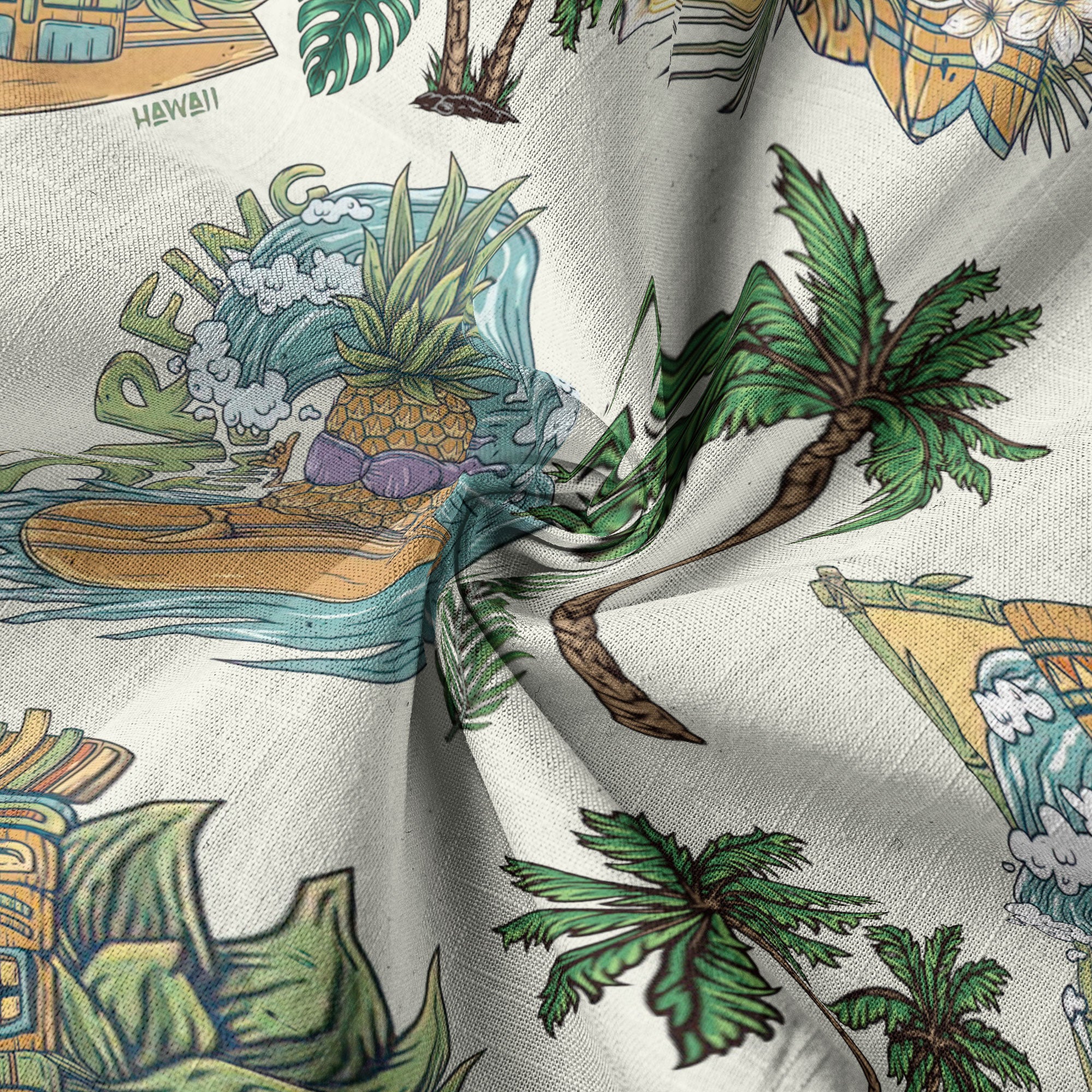 Tiki Mask Hawaii Shirt, Aloha Flowers Surfing Tiki Hawaii Shirt
