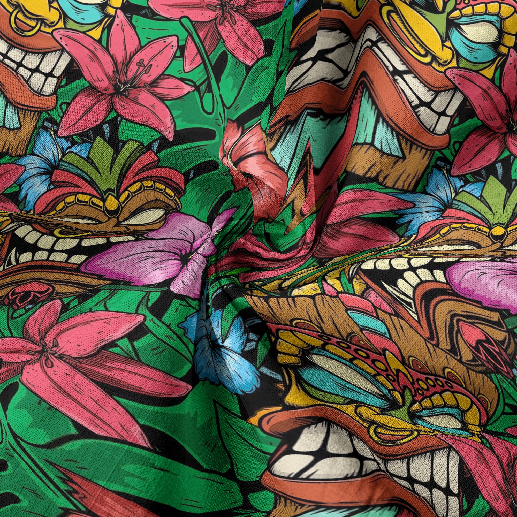 Tiki Hibiscus Flowers Hawaii Shirt