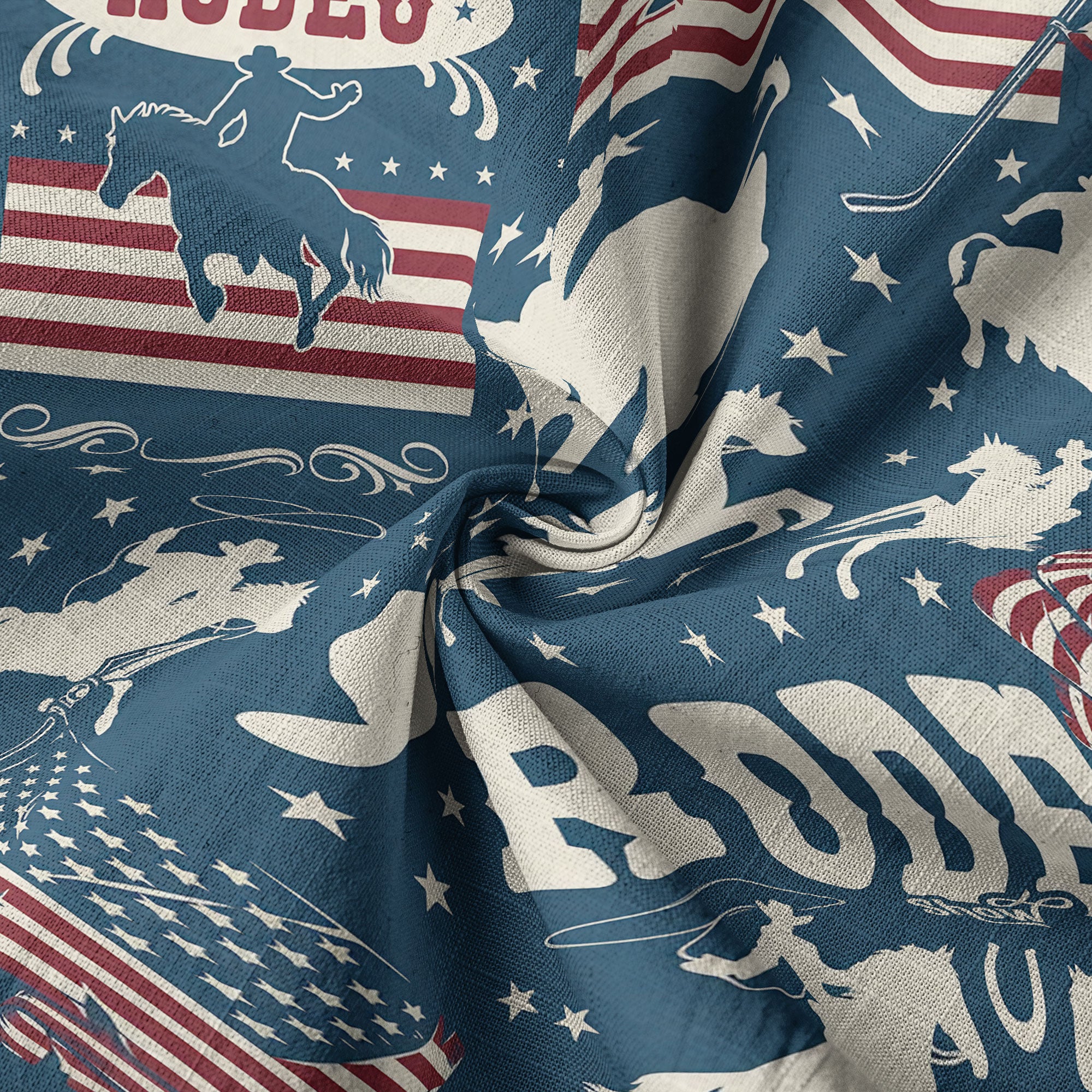 American Rodeo Hawaiian Shirt Colorful Cowboys Riding Patriotic Western Shirt 4th of July