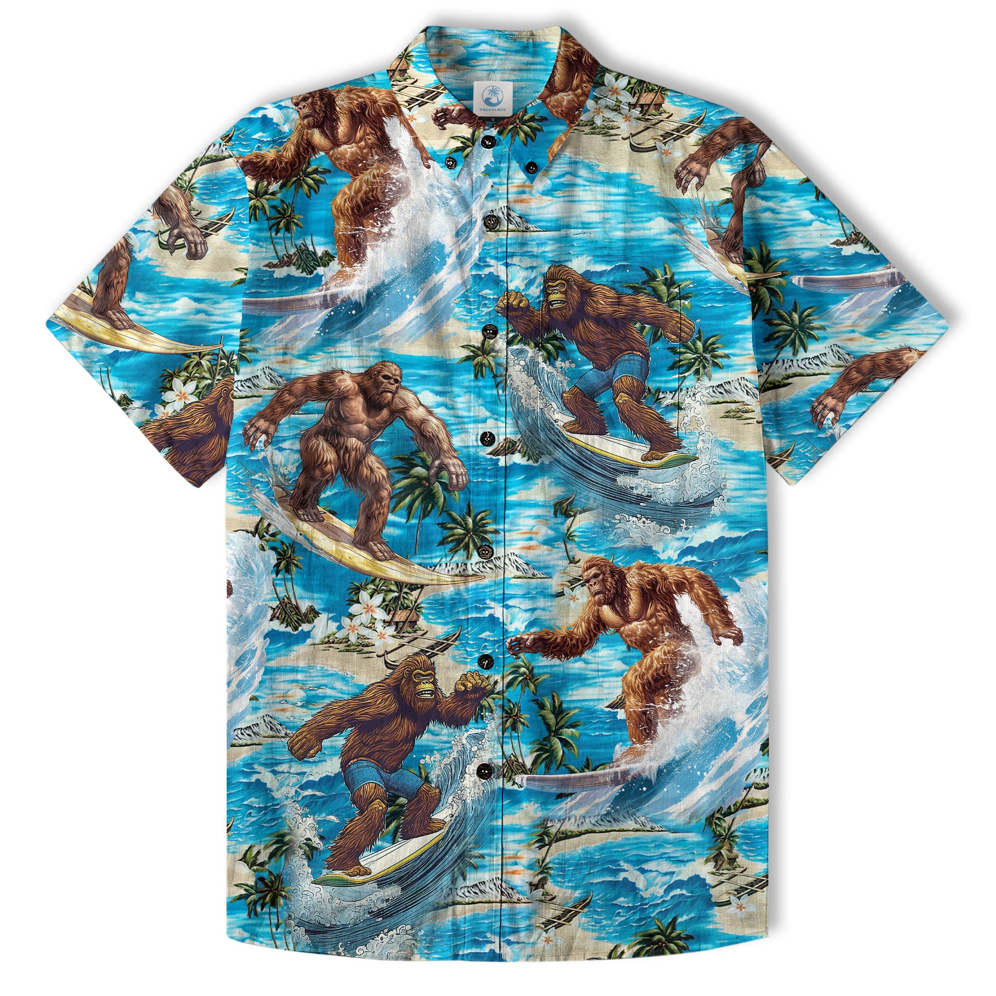 Bigfoot Men's Aloha Hawaiian Shirt, Funny Sasquatch Unisex Short Sleeve Button Shirt - The Palmix