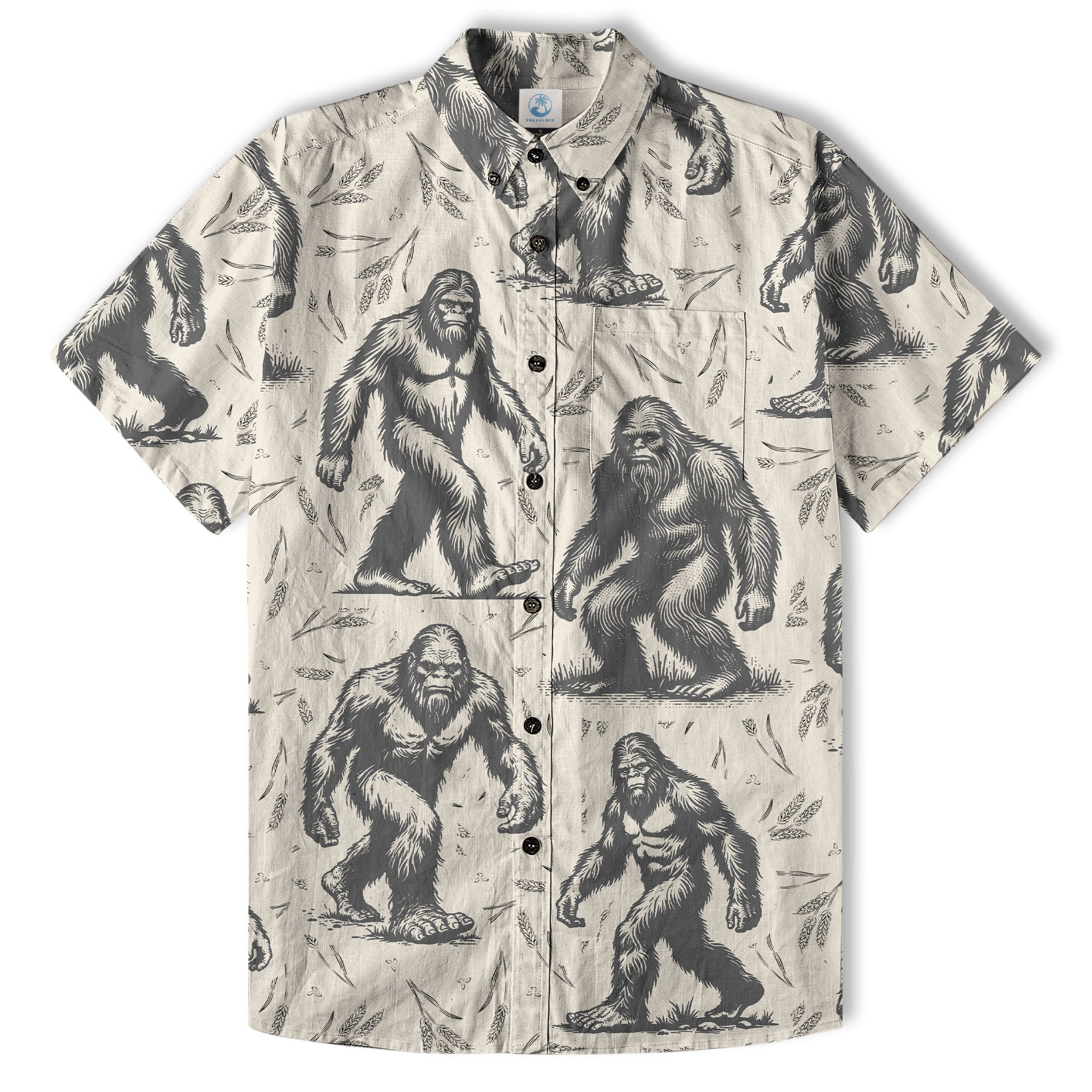 Bigfoot Men's Aloha Hawaiian Shirt, Funny Sasquatch Unisex Short Sleeve Button Shirt - The Palmix
