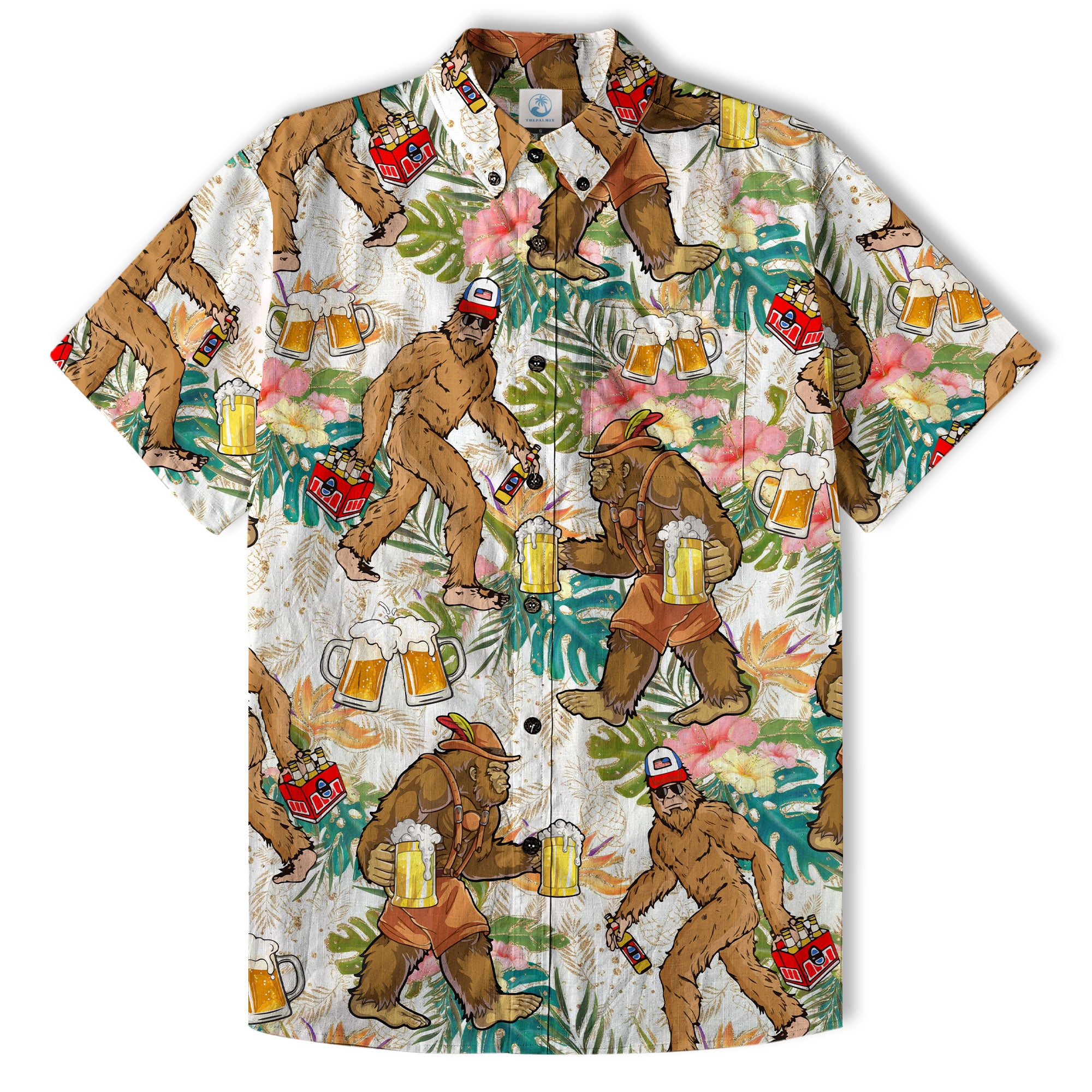 Bigfoot Beer Hawaiian Shirt, Tropical Beer Hawaiian Shirt Casual Button Down Short Sleeve Shirt - The Palmix