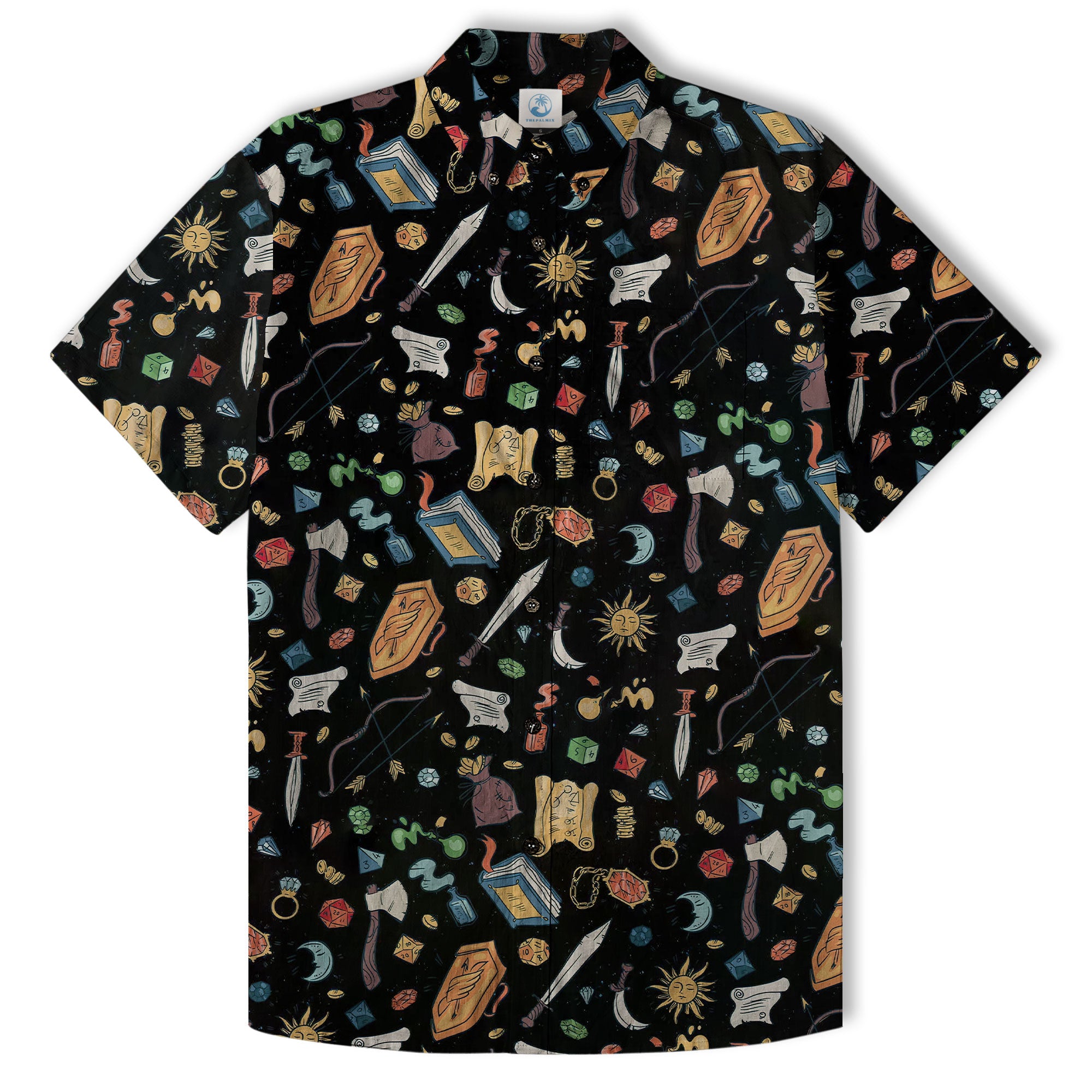 DnD Hawaii Shirt, Dice Print Shirt, Dungeon Master Gift, Roleplaying Game Aloha Hawaii Shirt - The Palmix