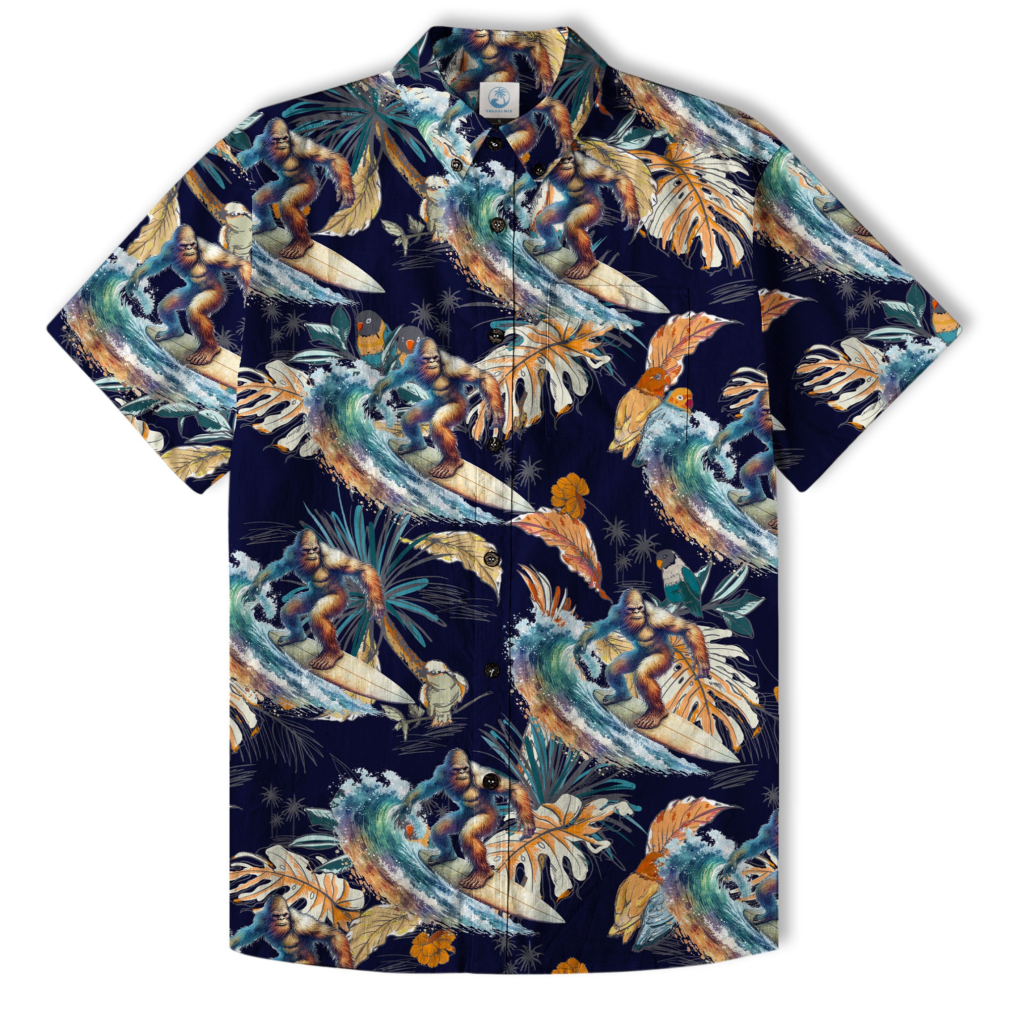 Camo Bigfoot Hawaiian Shirt Men Women, Hibiscus Bigfoot Sasquatch Hawaiian Shirt, Bigfoot Summer Beach Aloha Short Sleeve Button Down - The Palmix