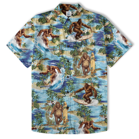 Bigfoot Tropical Hawaiian Shirt, Bigfoot Button-Up Shirt, Sasquatch Bigfoot Shirt, Summer Beach Shirt - The Palmix