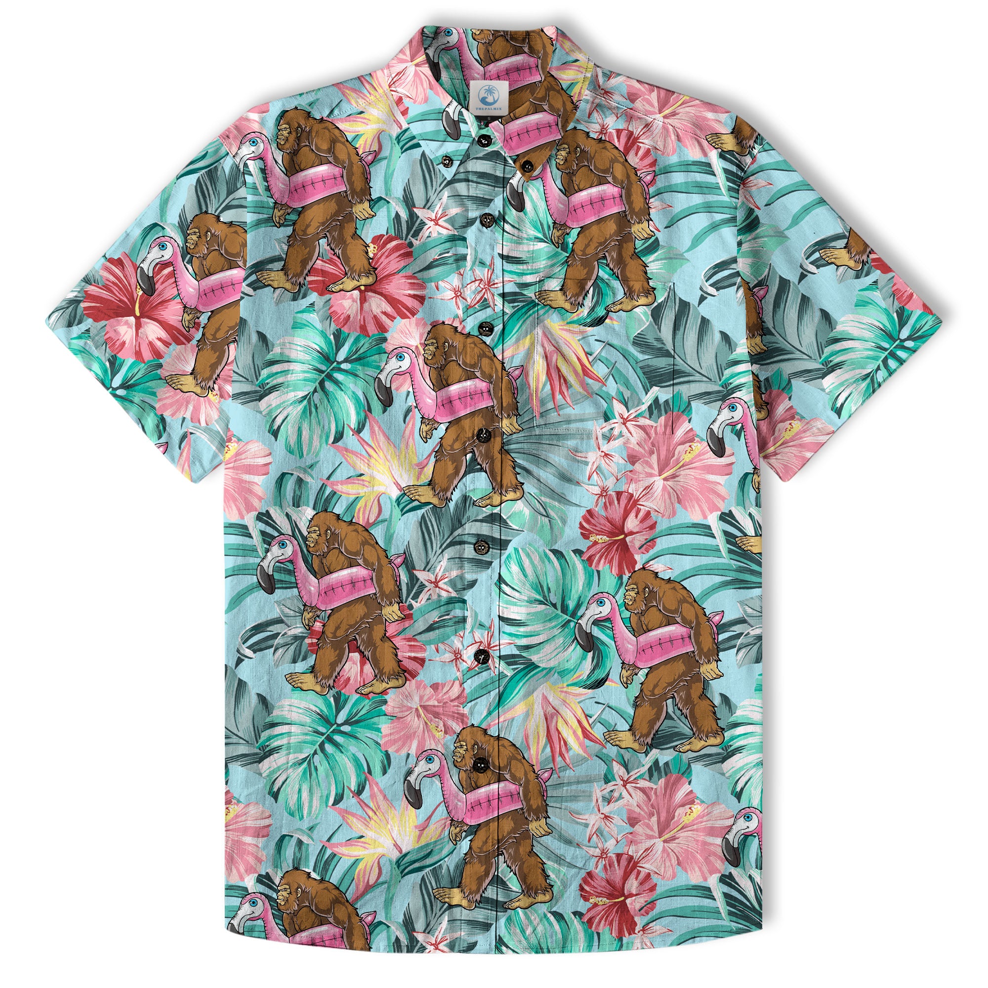 Bigfoot Tropical Hawaiian Shirt, Bigfoot Button-Up Shirt, Sasquatch Bigfoot Shirt, Summer Beach Shirt - The Palmix