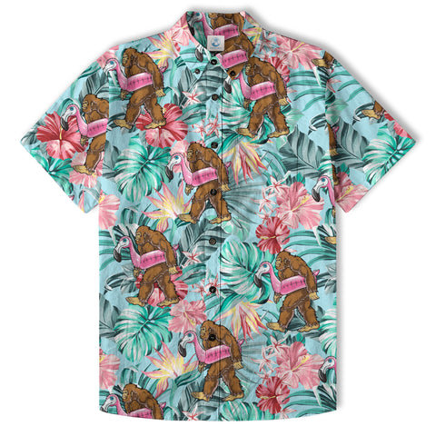 Bigfoot Tropical Hawaiian Shirt, Bigfoot Button-Up Shirt, Sasquatch Bigfoot Shirt, Summer Beach Shirt - The Palmix