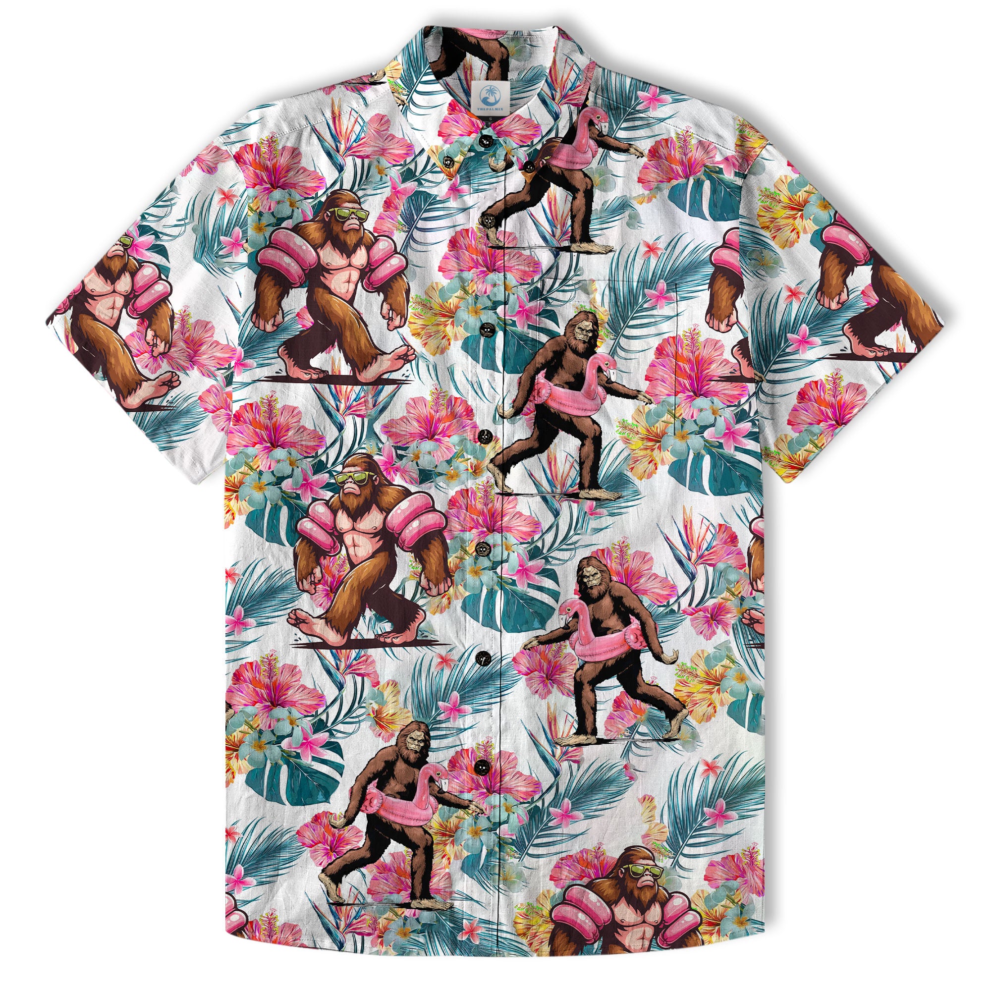 Bigfoot Tropical Hawaiian Shirt, Bigfoot Button-Up Shirt, Sasquatch Bigfoot Shirt, Summer Beach Shirt - The Palmix