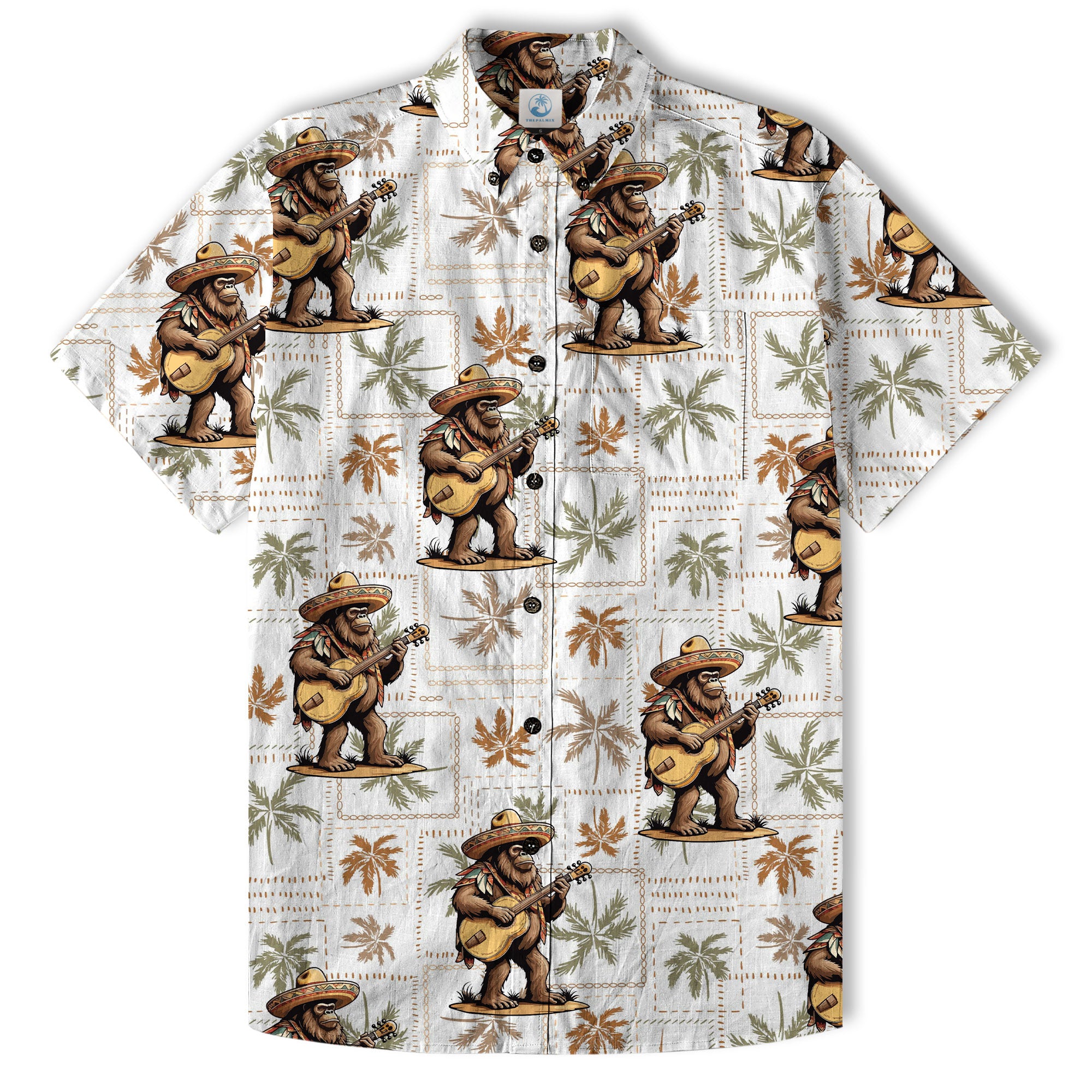 Tropical Bigfoot Hawaiian Shirt Men Women, Bigfoot Flamingo Hawaiian Shirt Summer Beach Aloha Short Sleeve Button Down - The Palmix