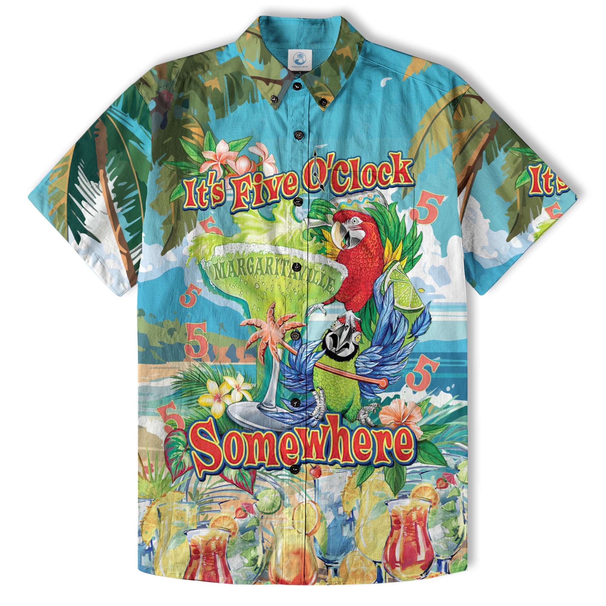 Parrot Beach Summer Hawaiian Shirt, Parrot It’s 5 O’clock Somewhere Hawaiian Shirt - The Palmix