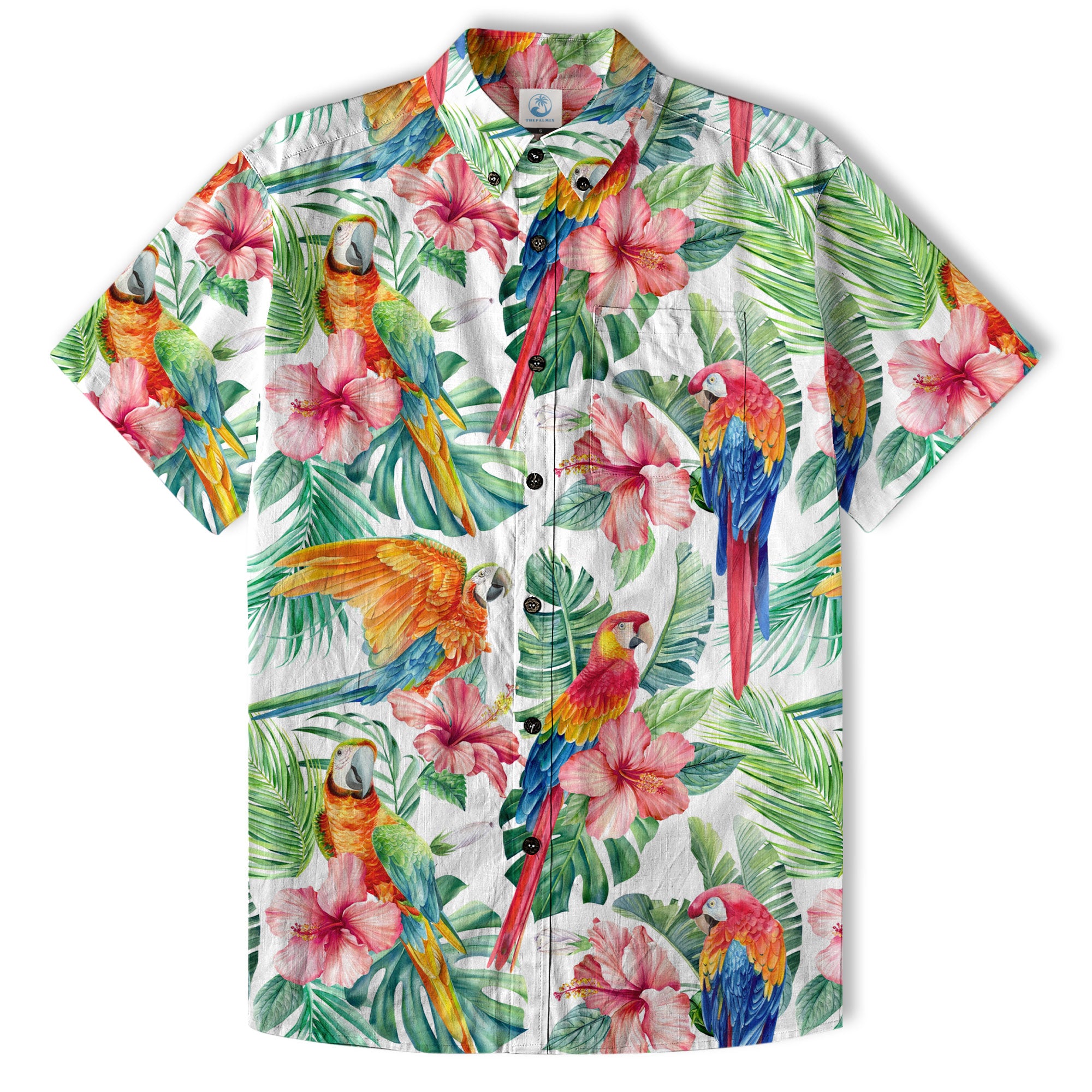 Floral Parrot Summer Beach Hawaiian Shirt, Colorful Parrot Flowers Pattern Hawaii Shirt - The Palmix
