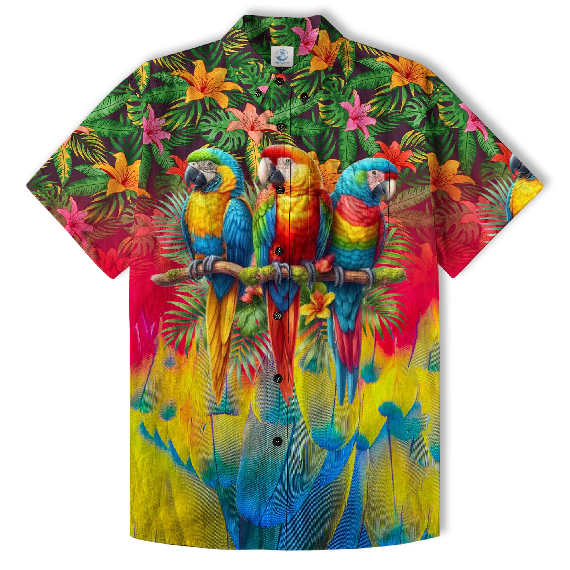 Colorful Parrot Hawaiian Shirt for Men, Parrot Funny Button Down Shirt - The Palmix