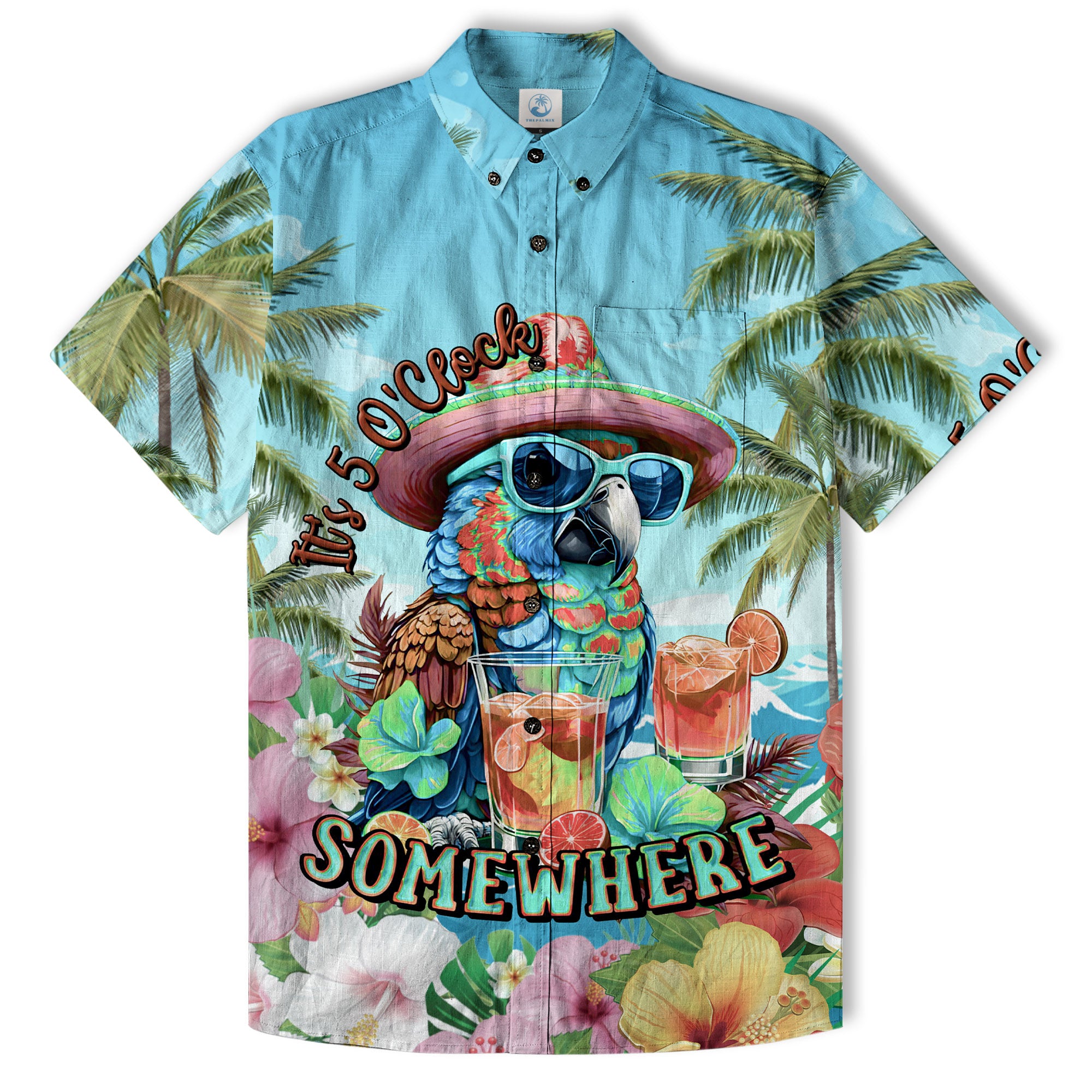 It's 5 O'clock Somewhere Parrot Hawaiian Shirt for Men, Parrot Aloha Button Down Shirt - The Palmix
