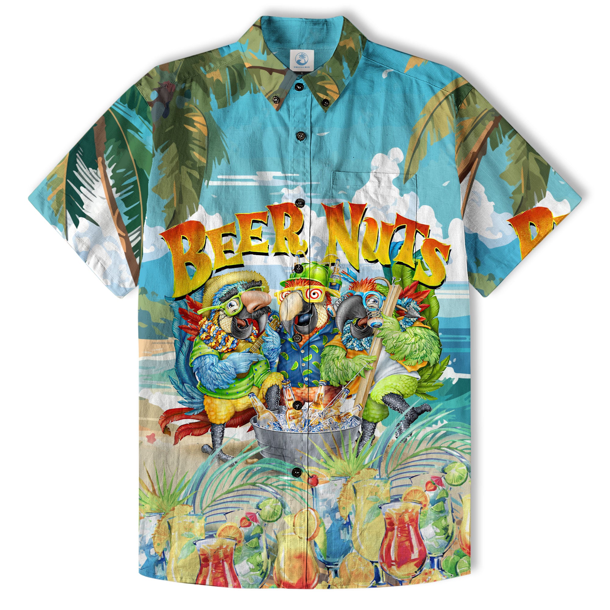 Beer Nuts Parrot Hawaiian Shirt for Men, Parrot Aloha Button Down Shirt - The Palmix