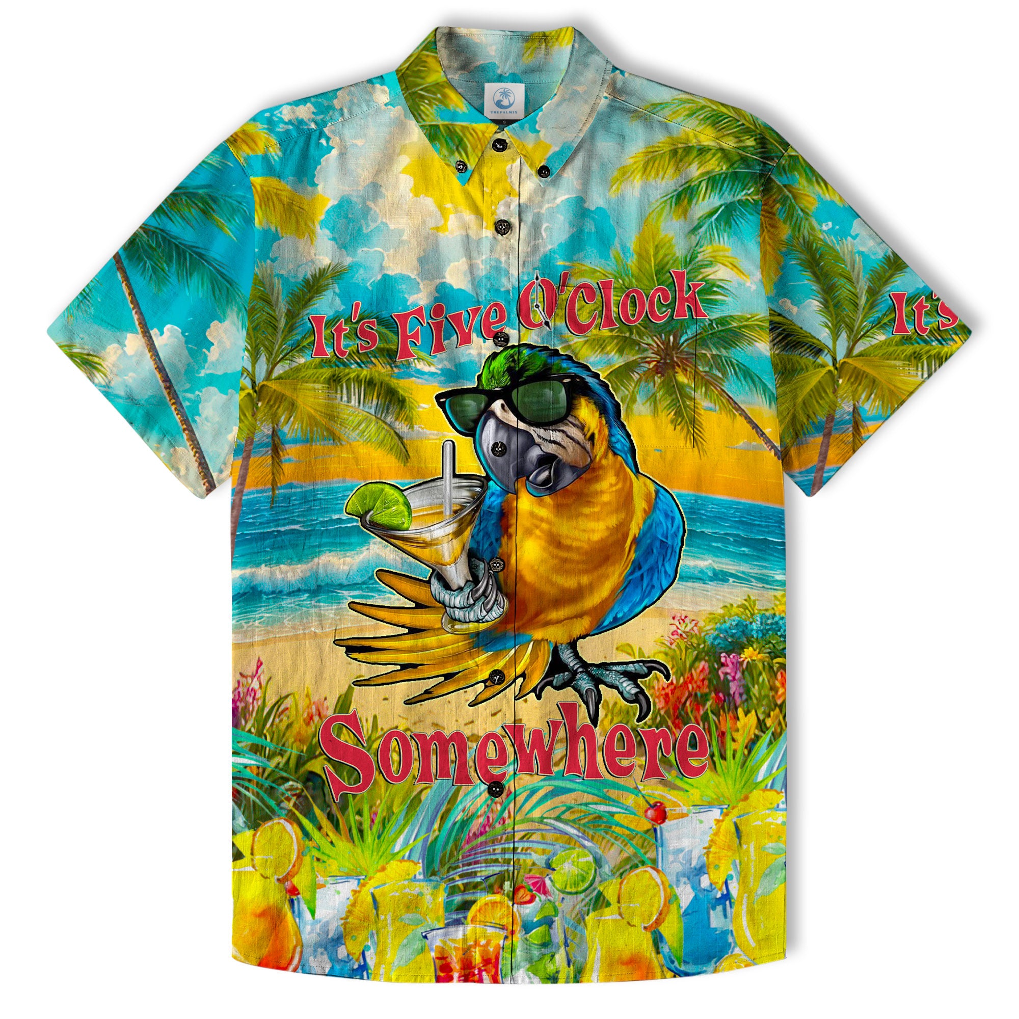 It's 5 O'clock Somewhere Parrot Hawaiian Shirt for Men, Parrot Aloha Shirt - The Palmix