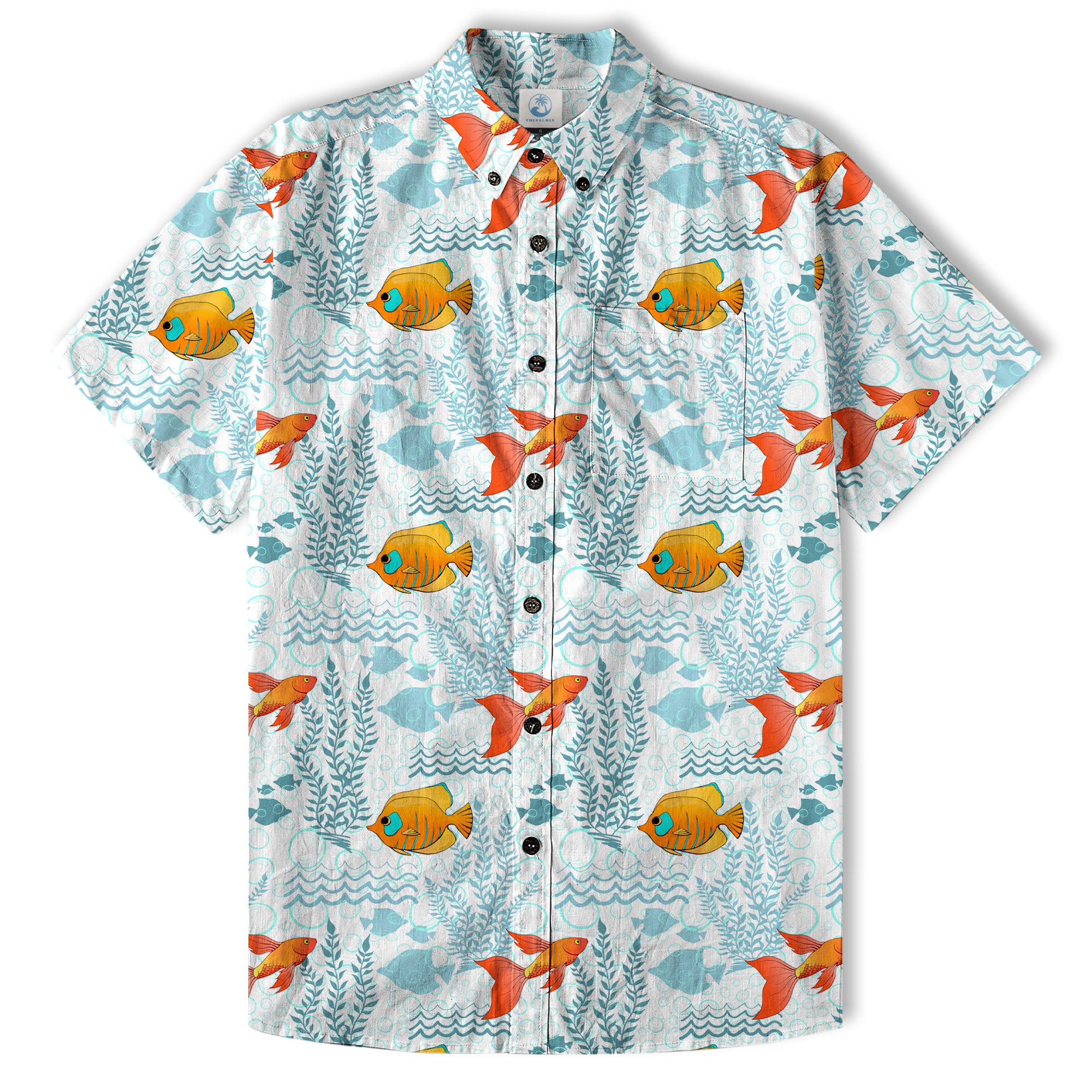 Sea Ocean Animals Women's Hawaiian Shirt, Ocean Fish Print - The Palmix