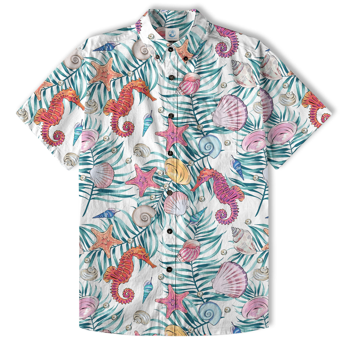 Ocean Animals Women's Hawaiian Shirt, Ocean Aloha Hawaiian Print - The Palmix