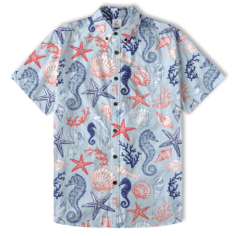 Ocean Animals Women's Hawaiian Shirt, Ocean Aloha Hawaiian Print - The Palmix