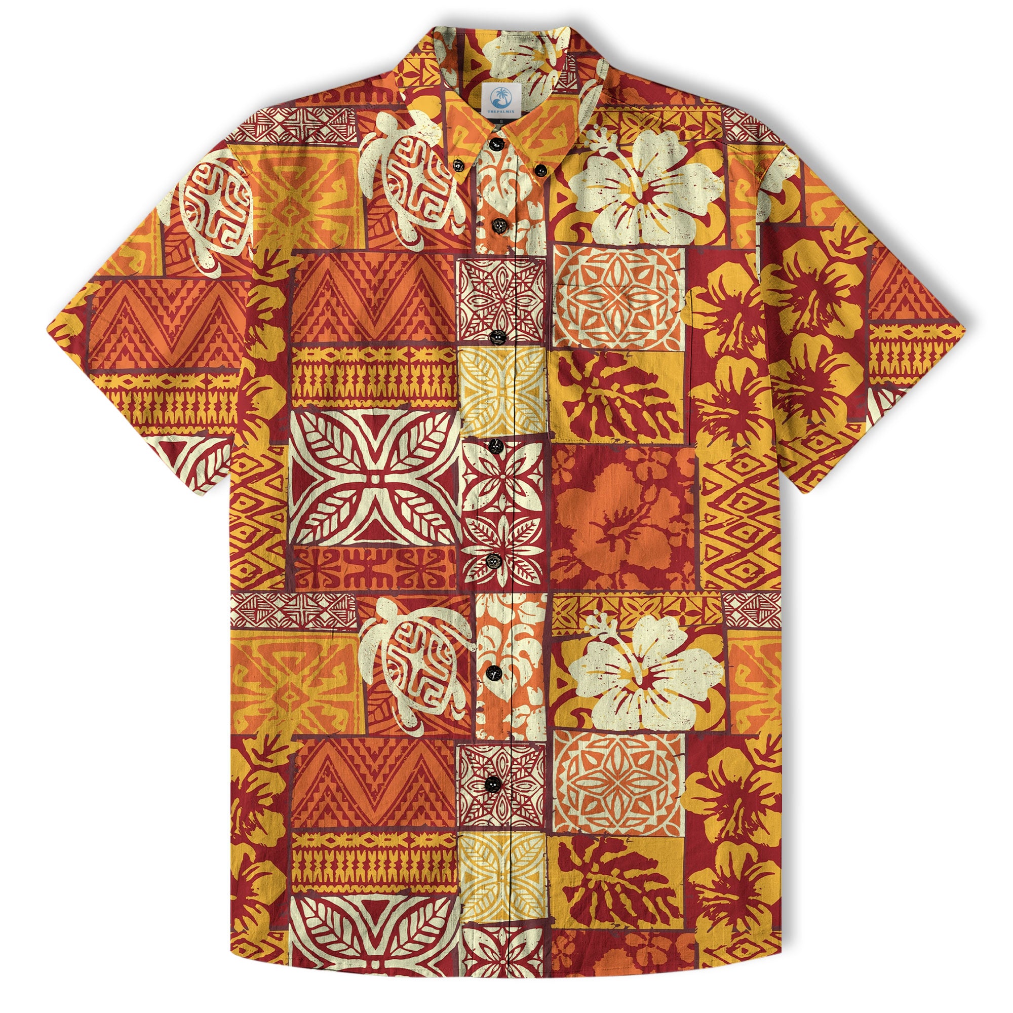 Floral Pattern Short Sleeve Luau Beach Aloha Hawaiian Shirt - The Palmix