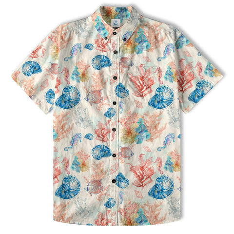 Ocean Animals Hawaiian Button Up Shirt, Sea Hawaii Shirt - The Palmix