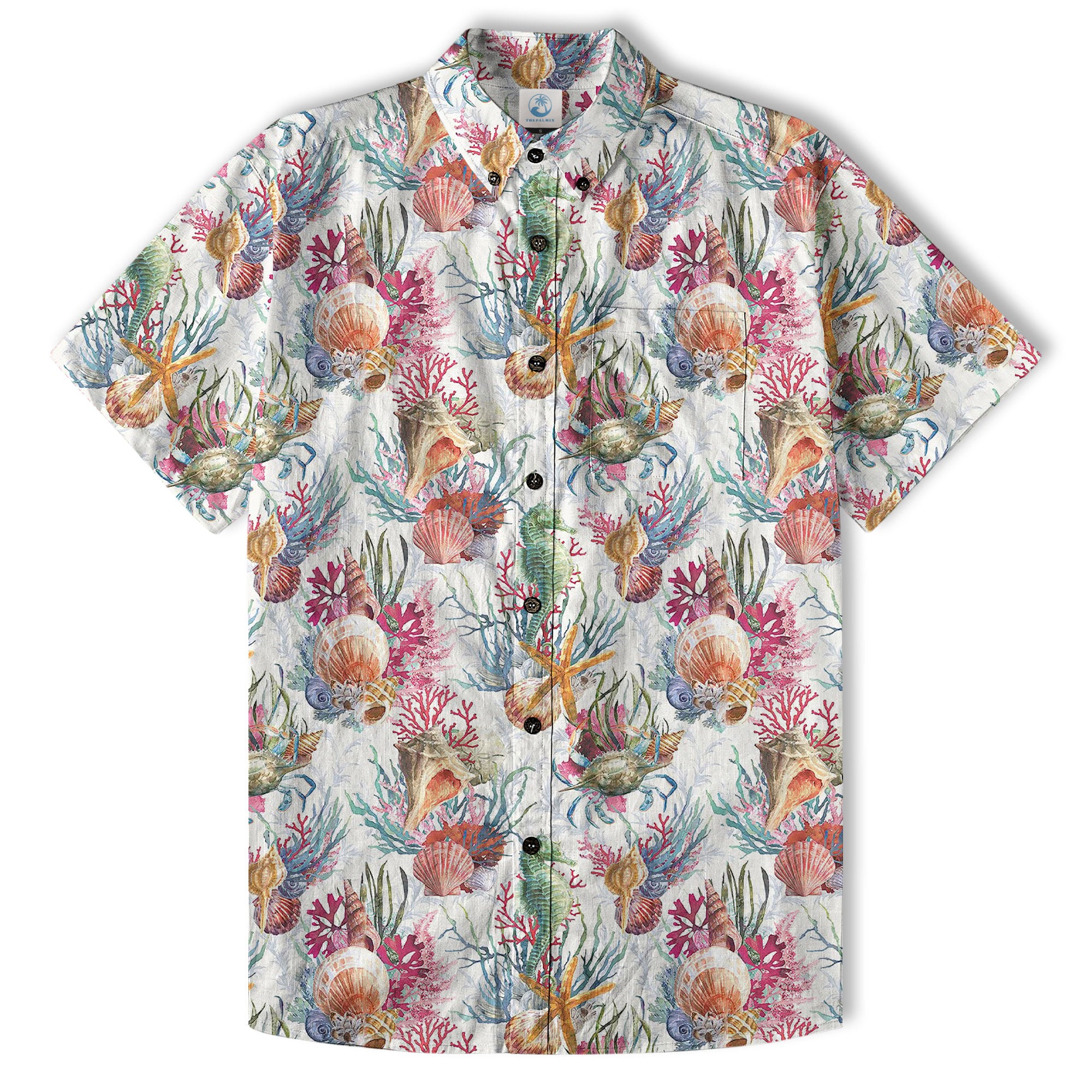 Ocean Animals Hawaiian Button Up Shirt, Sea Hawaii Shirt - The Palmix