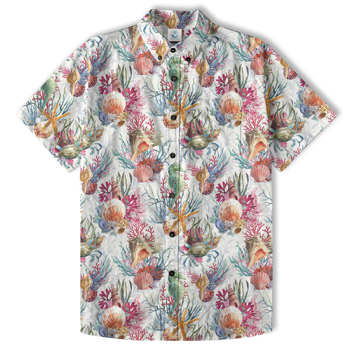 Ocean Animals Hawaiian Button Up Shirt, Sea Hawaii Shirt - The Palmix