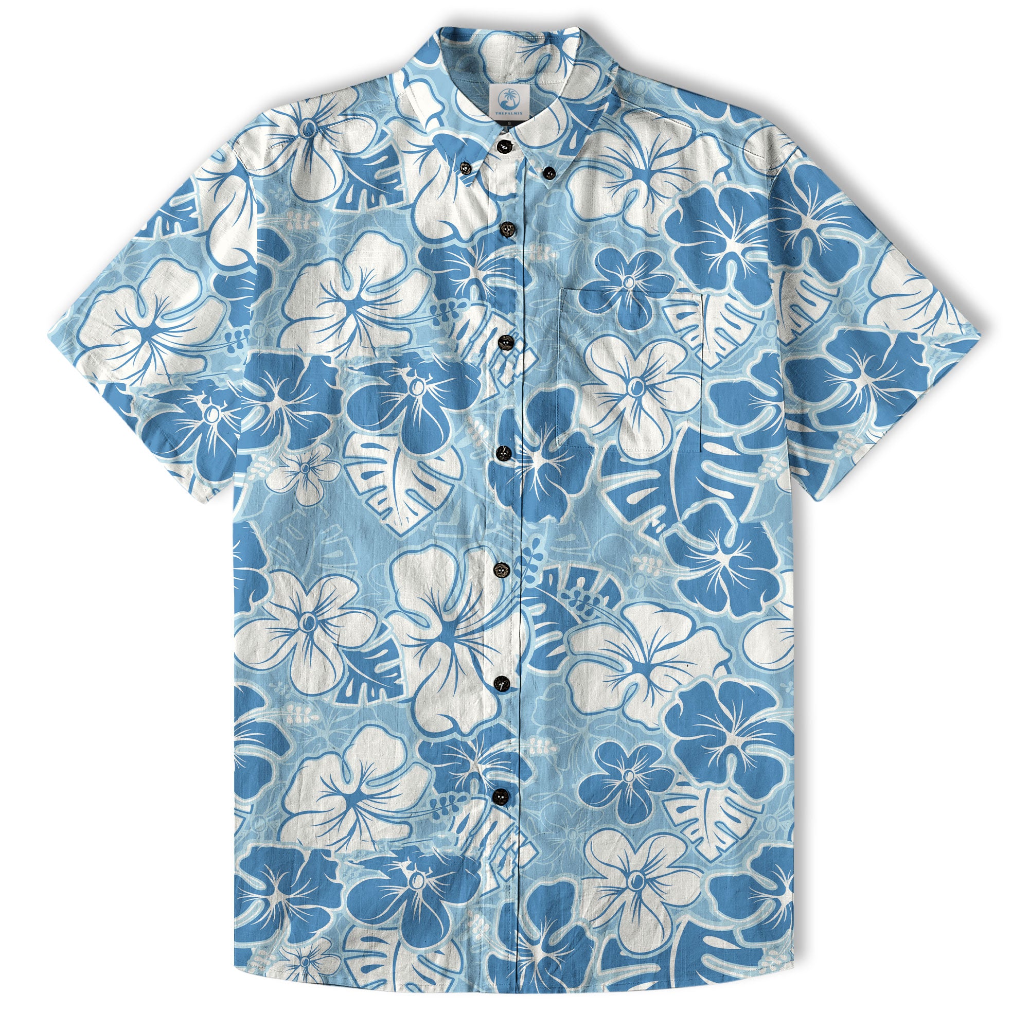 Hibiscus Floral Pattern Hawaiian Button Up Shirt, Sea Hawaii Shirt - The Palmix