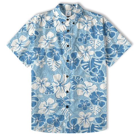 Hibiscus Floral Pattern Hawaiian Button Up Shirt, Sea Hawaii Shirt - The Palmix