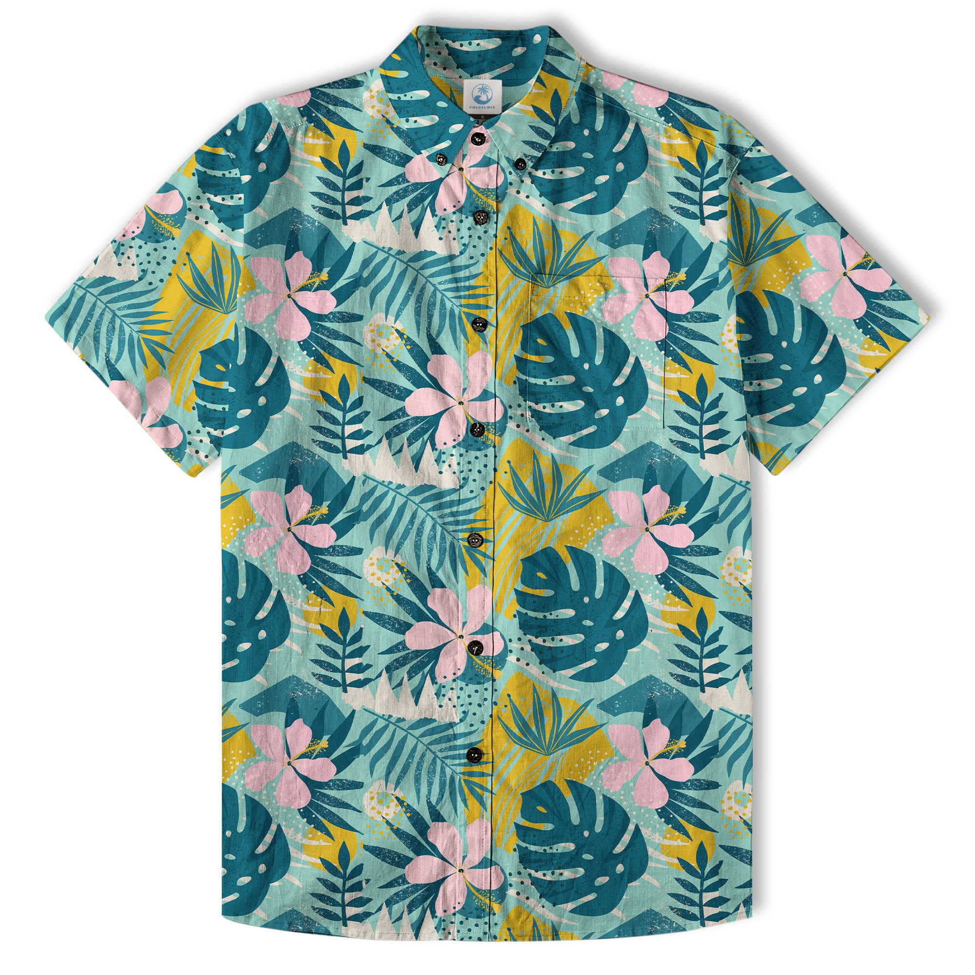 Hibiscus Floral Pattern Hawaiian Button Up Shirt, Sea Hawaii Shirt - The Palmix