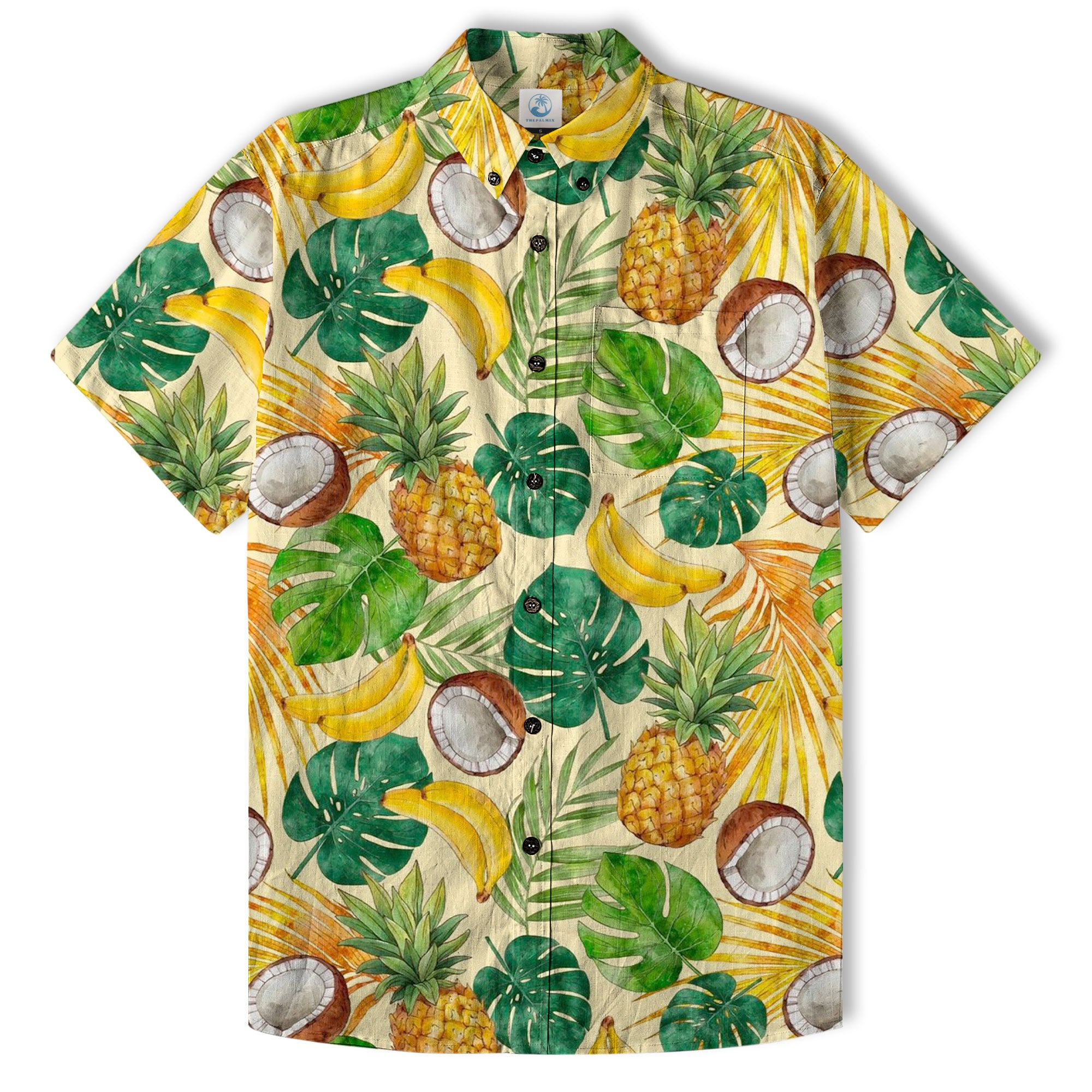 Tropical Fruits Aloha Hawaiian Button Up Shirt, Summer Beach Aloha Hawaii Shirt - The Palmix