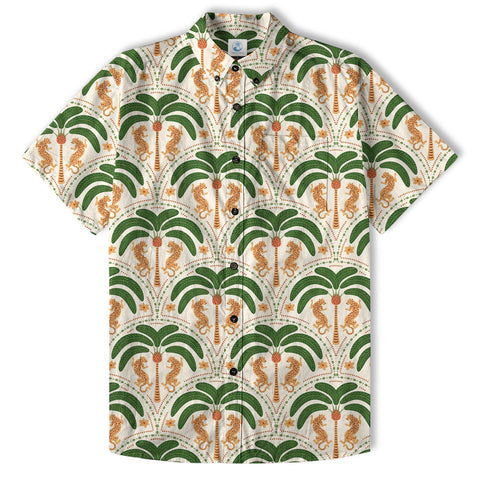 Tropical Fruits Aloha Hawaiian Button Up Shirt, Summer Beach Aloha Hawaii Shirt - The Palmix