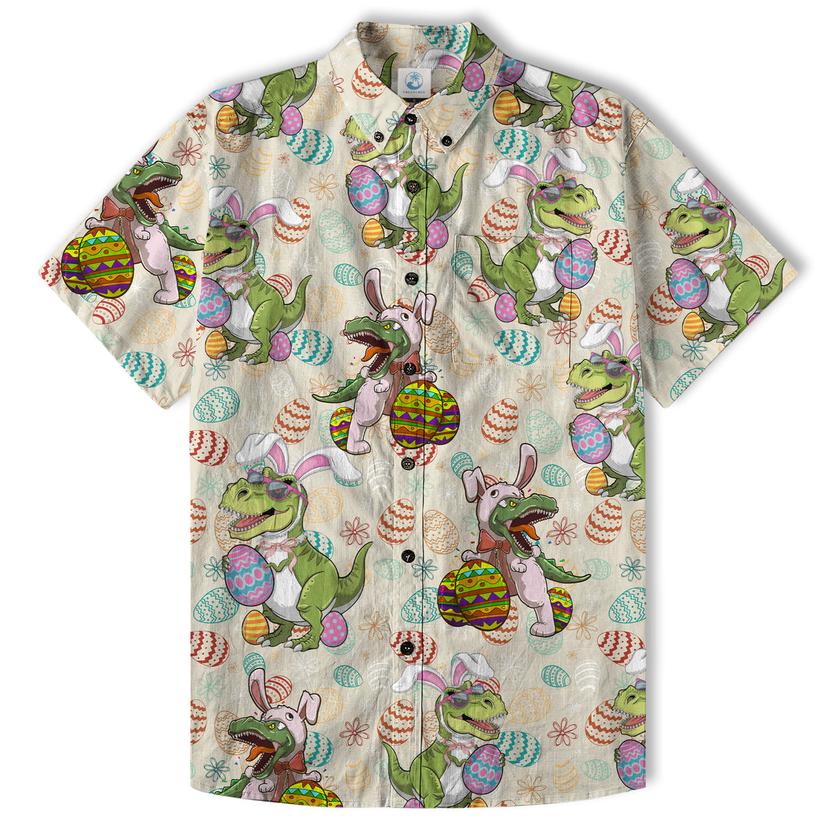 Easter Dinosaur Hawaiian Shirt Men Women Kid Youth, Bunny Dinosaur And Easter Eggs Shirt - The Palmix