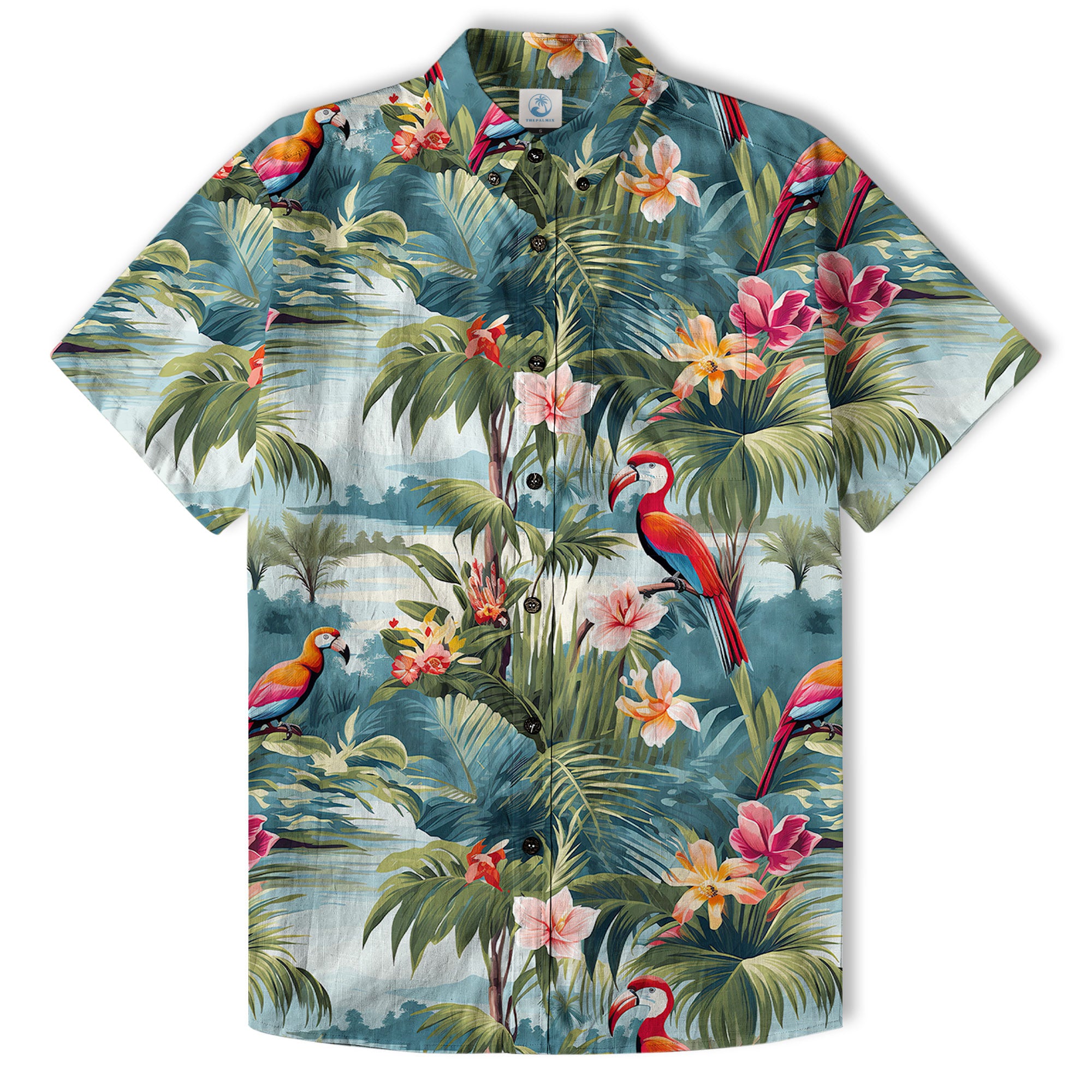 Retro Parrot Tropical Getaway Hibiscus Shirt, Hawaiian Vacation Outfit Aloha Hawaii Shirt - The Palmix