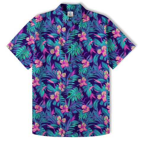 Electric Jungle Paradise Hawaiian Shirt, Colorful Tropical Beach Aloha Shirt, Hawaiian Summer Vibes Hawaiian Shirt - The Palmix