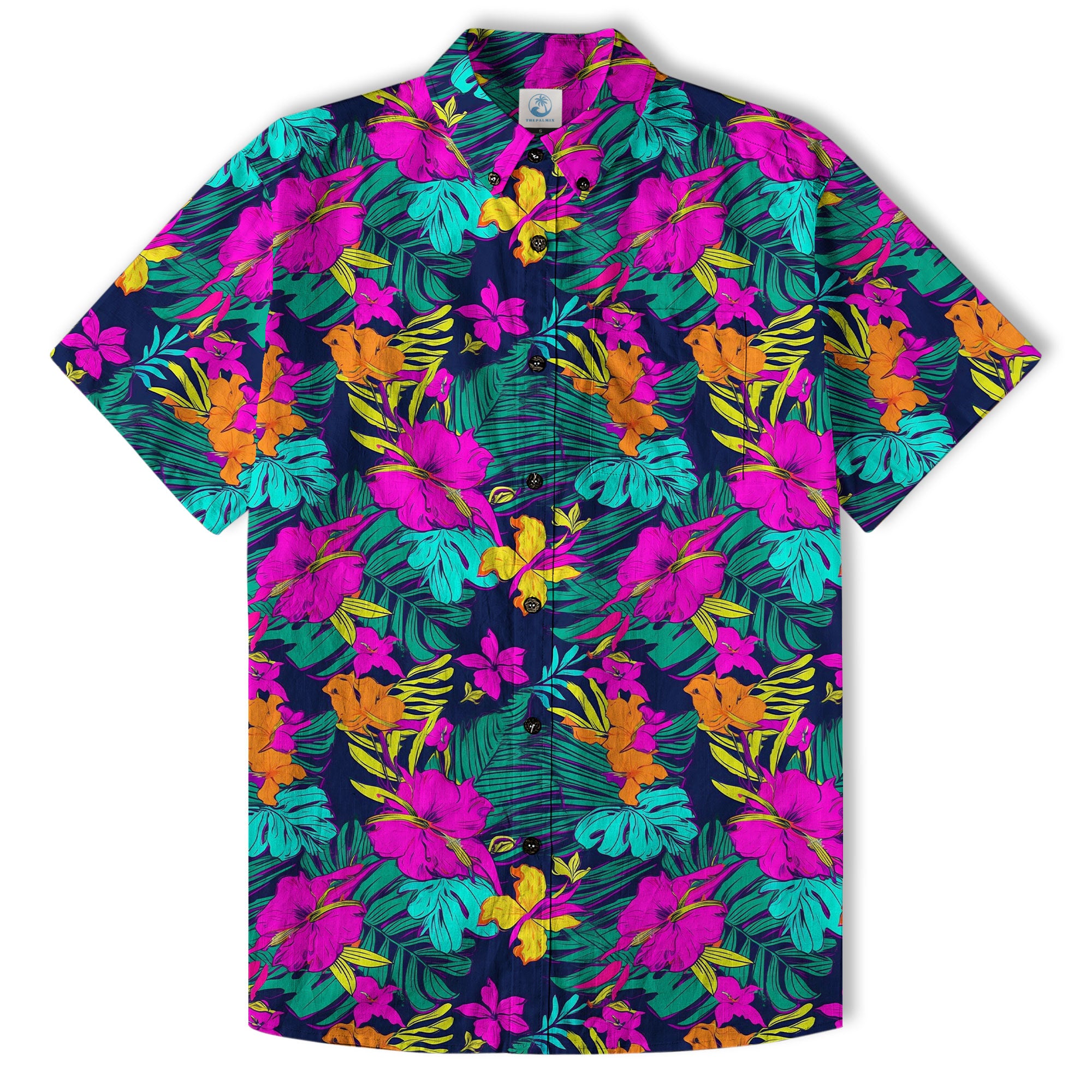 Electric Jungle Paradise Hawaiian Shirt, Colorful Tropical Beach Aloha Shirt, Hawaiian Summer Vibes Hawaiian Shirt - The Palmix