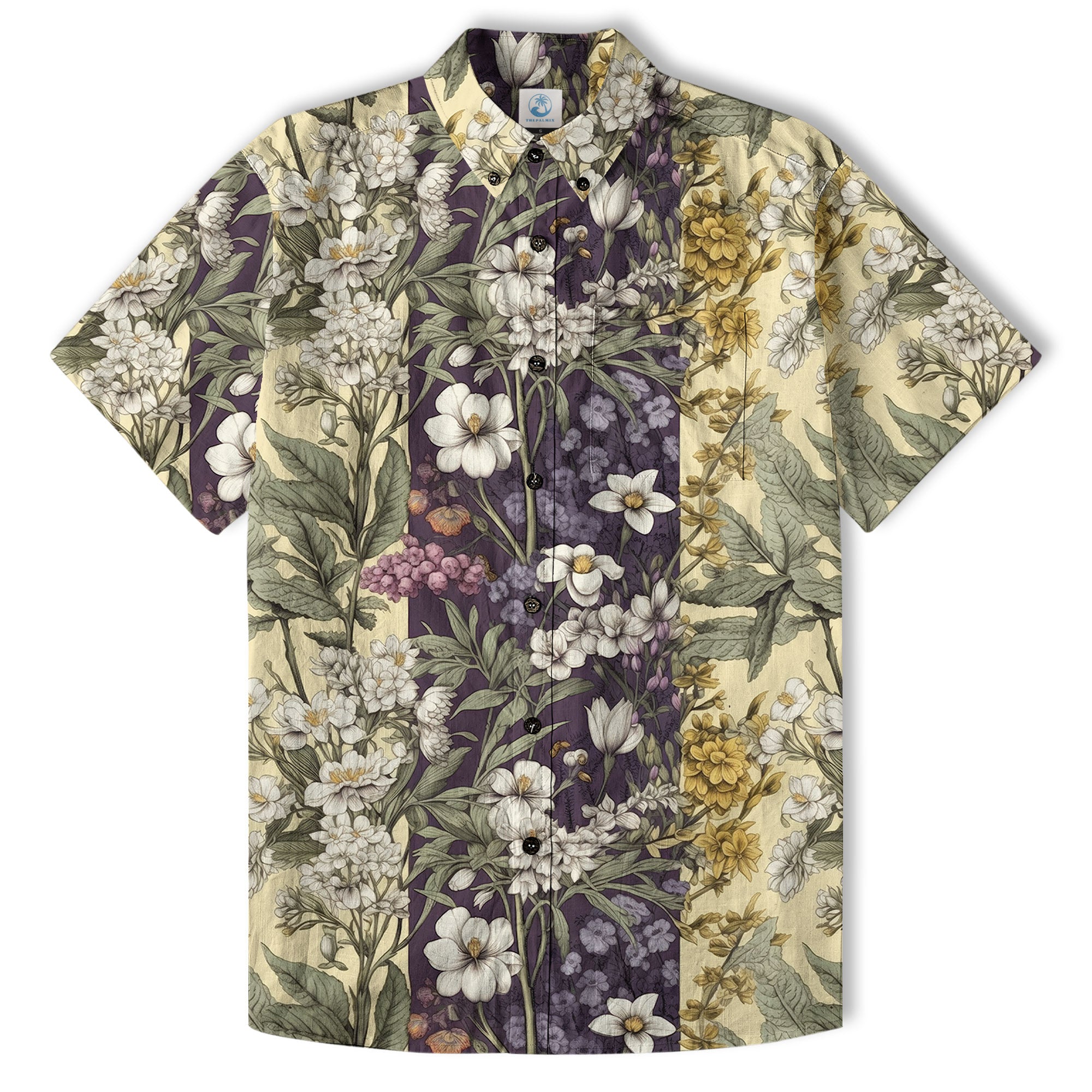 Vintage Floral Seamless Patterns Aloha Hawaii Shirt, Botanicals Hawaiian Button Up Shirt for Men - The Palmix