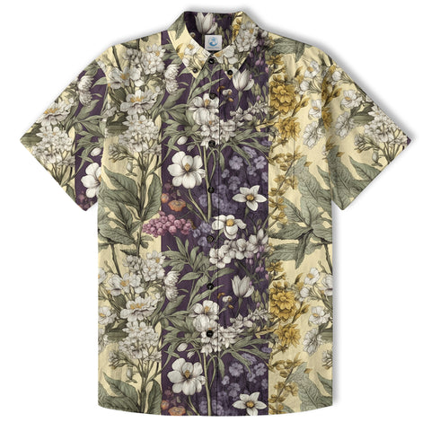 Vintage Floral Seamless Patterns Aloha Hawaii Shirt, Botanicals Hawaiian Button Up Shirt for Men - The Palmix