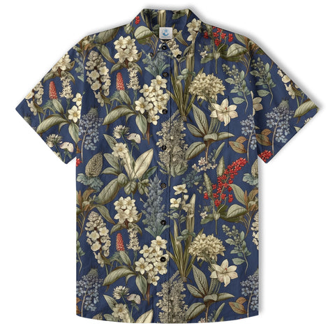 Classic Botanical Print Aloha Hawaiian Shirt – Old-School Island Vibes Hawaii Shirt - The Palmix