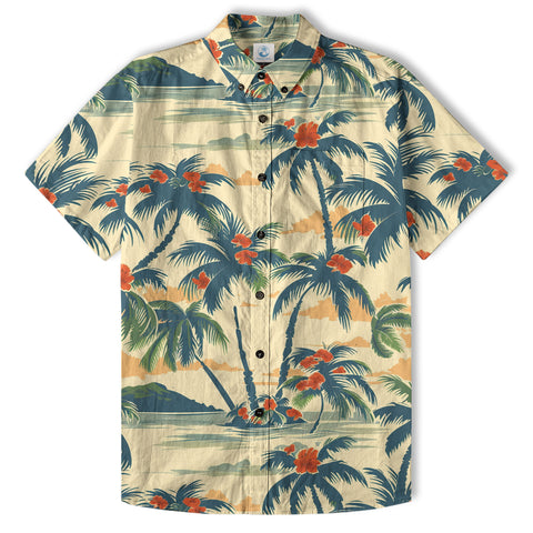Tropical Garden Blossom Hawaii Shirt, Exotic Hawaiian Button Down Shirt - The Palmix