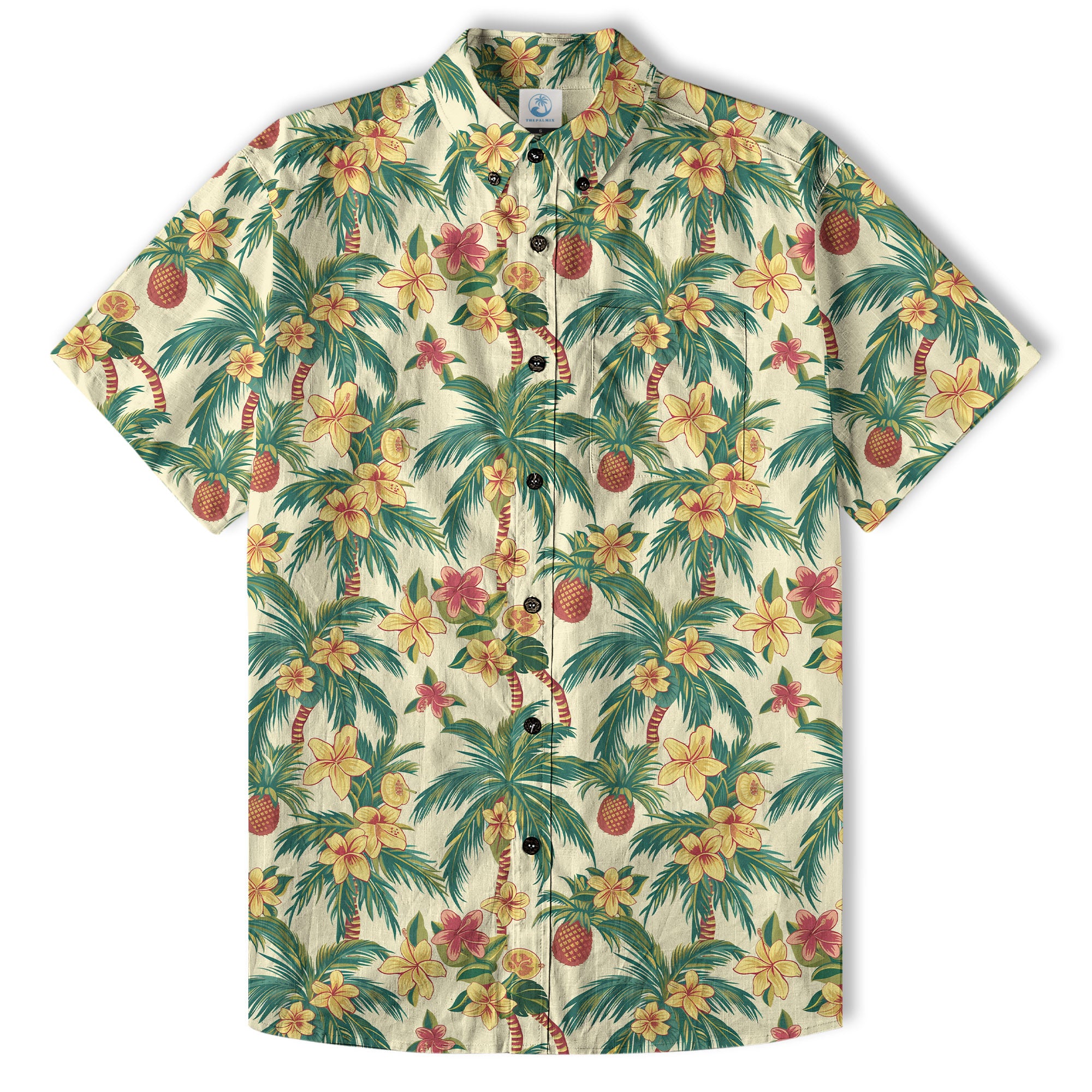 Tropical Garden Blossom Hawaii Shirt, Exotic Hawaiian Button Down Shirt - The Palmix