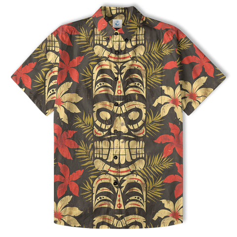 Retro Hibiscus Flowers Aloha Hawaii Shirt, Floral Hawaiian Button Up Shirt - The Palmix