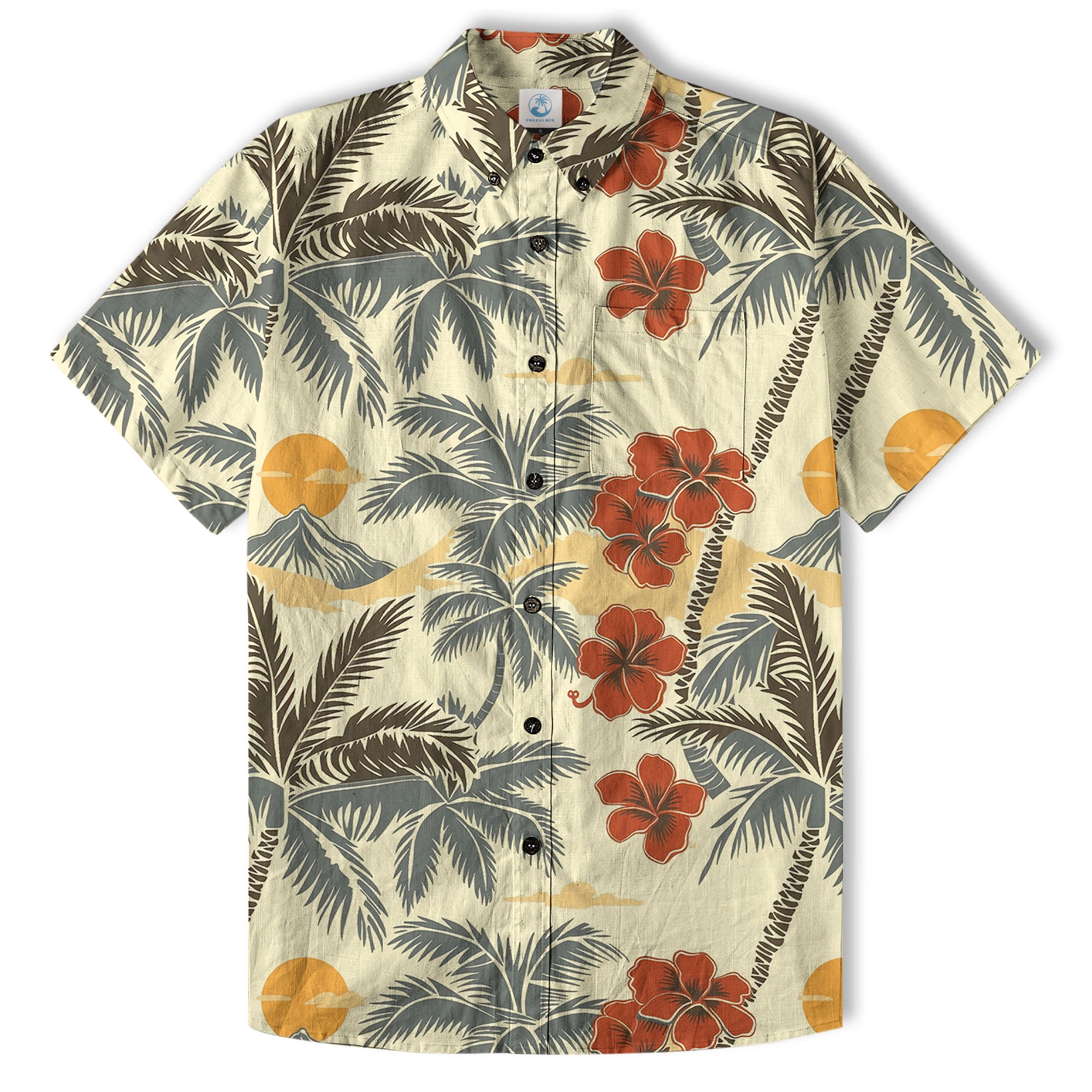 Retro Hibiscus Flowers Aloha Hawaii Shirt, Floral Hawaiian Button Up Shirt - The Palmix