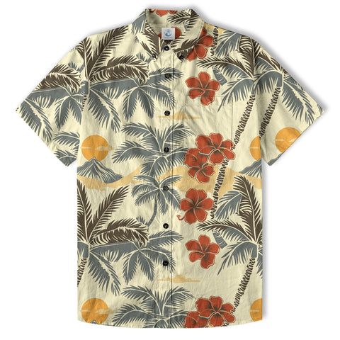 Retro Hibiscus Flowers Aloha Hawaii Shirt, Floral Hawaiian Button Up Shirt - The Palmix