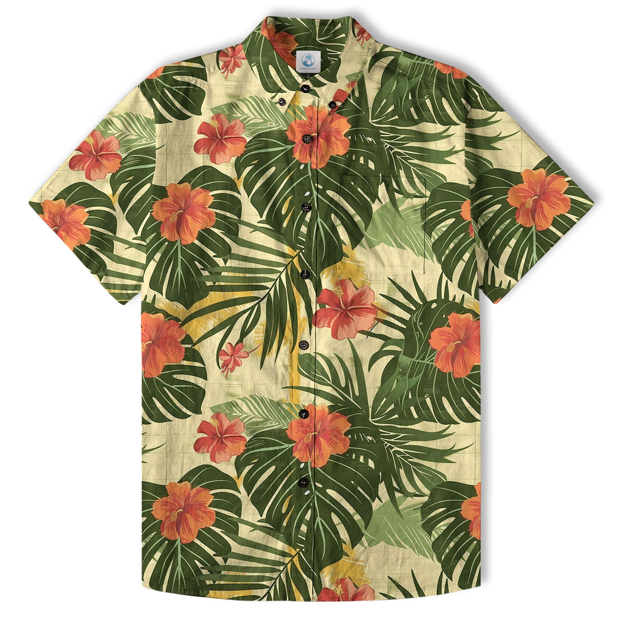 Vintage Aloha Flower Hawaii Shirt, Floral Pattern Hawaiian Shirt for Men - The Palmix