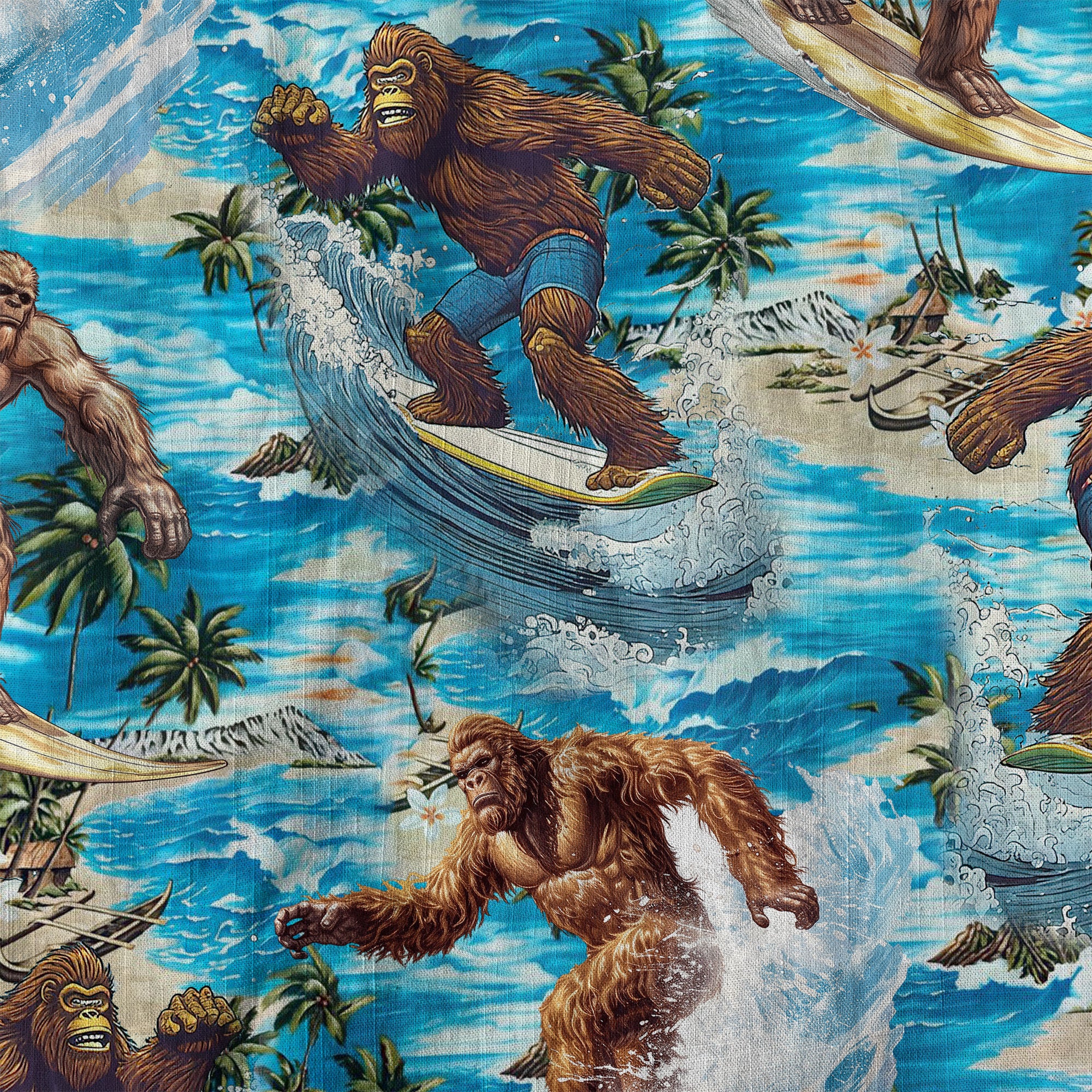 Bigfoot Men's Aloha Hawaiian Shirt, Funny Sasquatch Unisex Short Sleeve Button Shirt - The Palmix