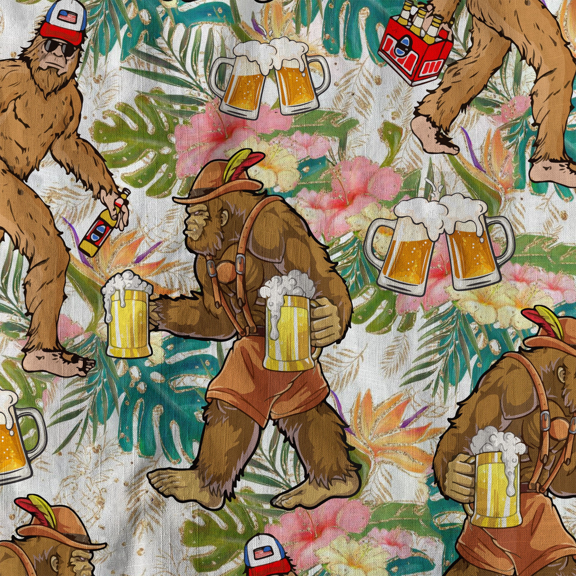 Bigfoot Beer Hawaiian Shirt, Tropical Beer Hawaiian Shirt Casual Button Down Short Sleeve Shirt - The Palmix