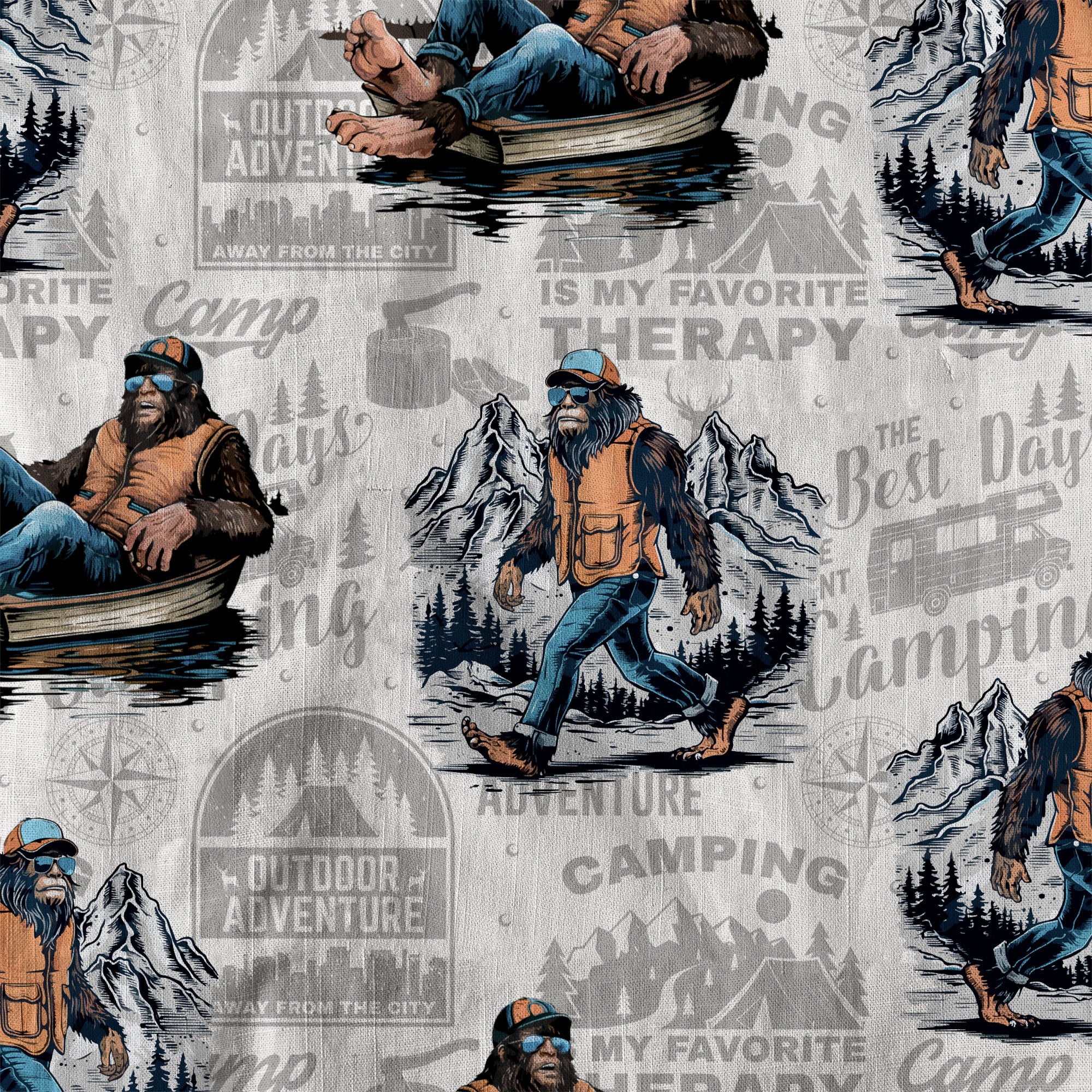 Bigfoot Camping Hawaiian Shirts for Men, Camping Button Down Short Sleeve - The Palmix