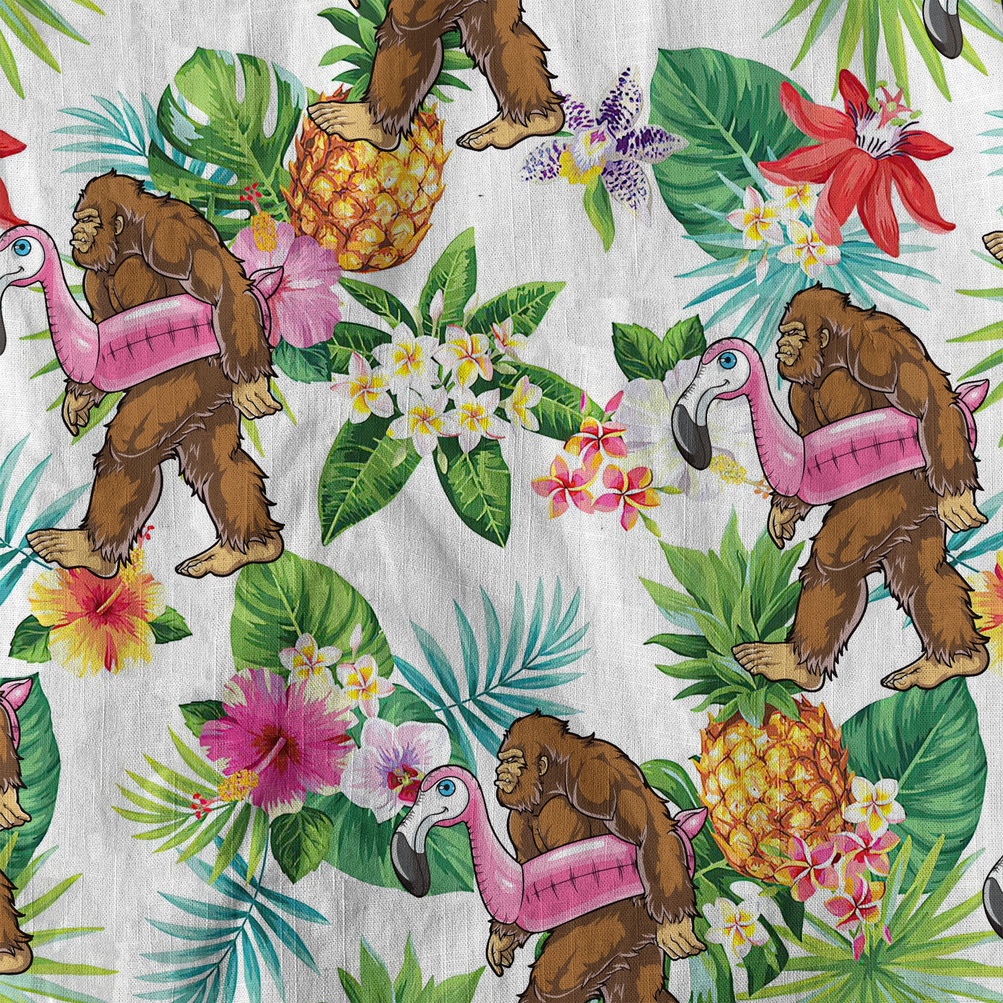 Camo Bigfoot Hawaiian Shirt Men Women, Hibiscus Bigfoot Sasquatch Hawaiian Shirt, Bigfoot Summer Beach Aloha Short Sleeve Button Down - The Palmix